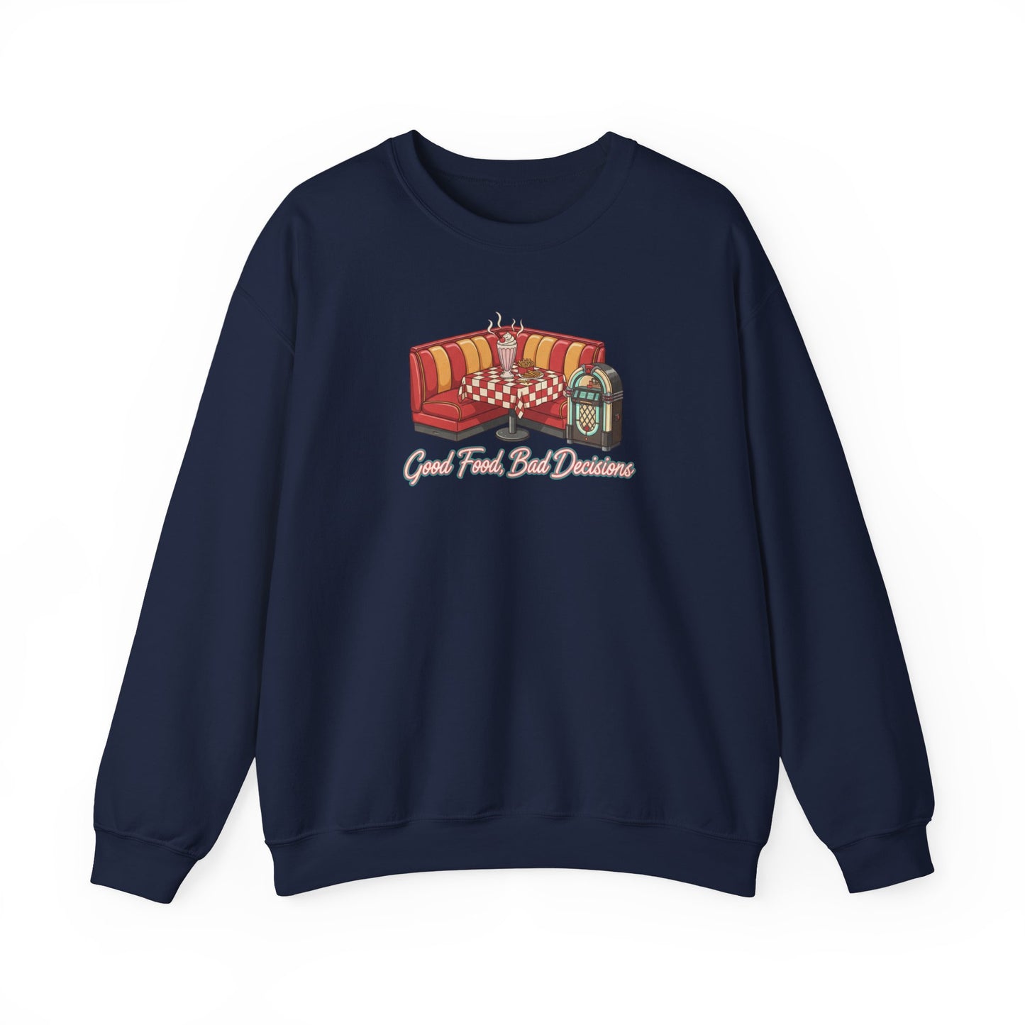Great Food and Bad Decisions, Diner Booth Graphic Sweatshirt | Retro Diner Shirt, Matchbook Graphic