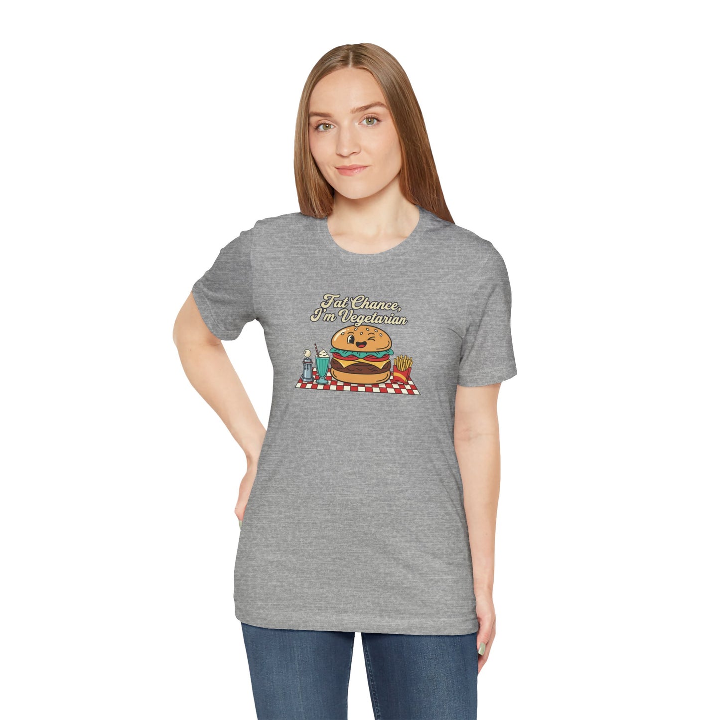 Fat Chance, I'm Vegetarian, Burger Matchbook Graphic Tee | retro diner shirt, vintage fast food design