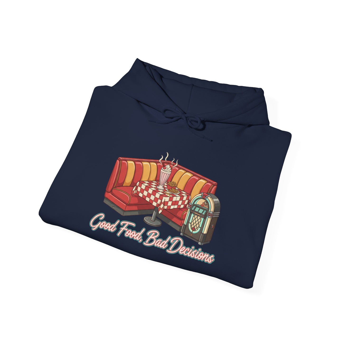 Good Food and Bad Decisions, Matchbook Diner Logo Hoodie | retro diner shirt, matchbook graphic