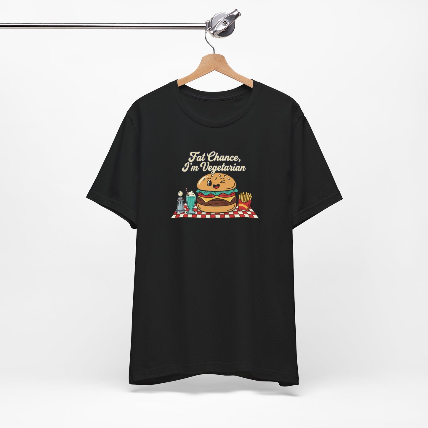Fat Chance, I'm Vegetarian, Burger Matchbook Graphic Tee | retro diner shirt, vintage fast food design