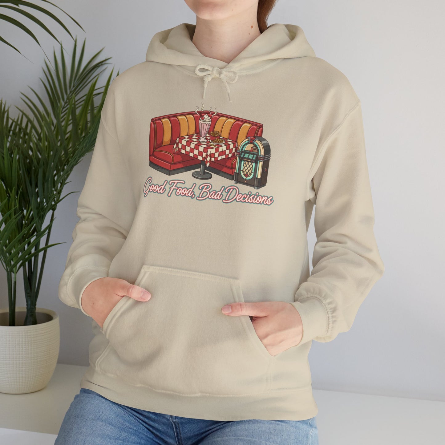 Good Food and Bad Decisions, Matchbook Diner Logo Hoodie | retro diner shirt, matchbook graphic