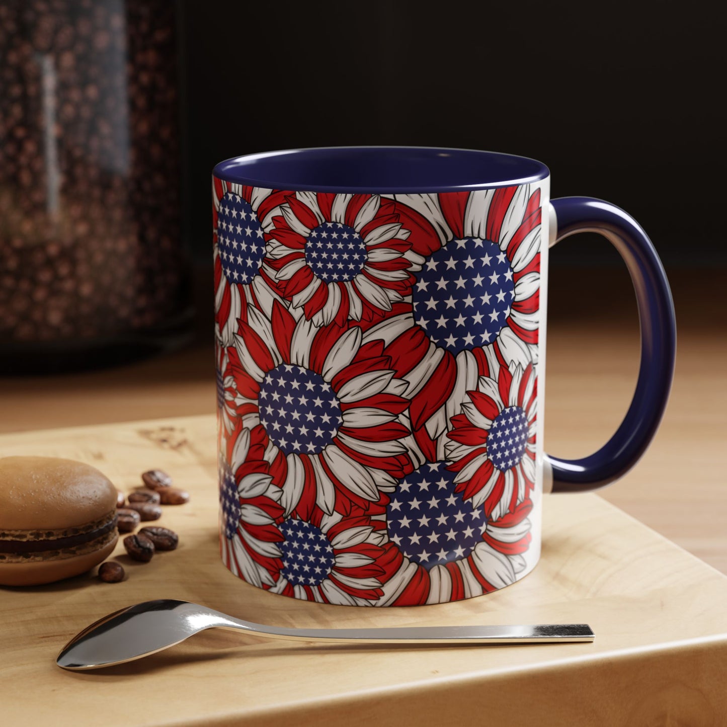 Patriotic Floral Coffee Mug | 11oz & 15oz | Red, White & Blue Décor | Perfect for Independence Day, Gifts & Everyday Use