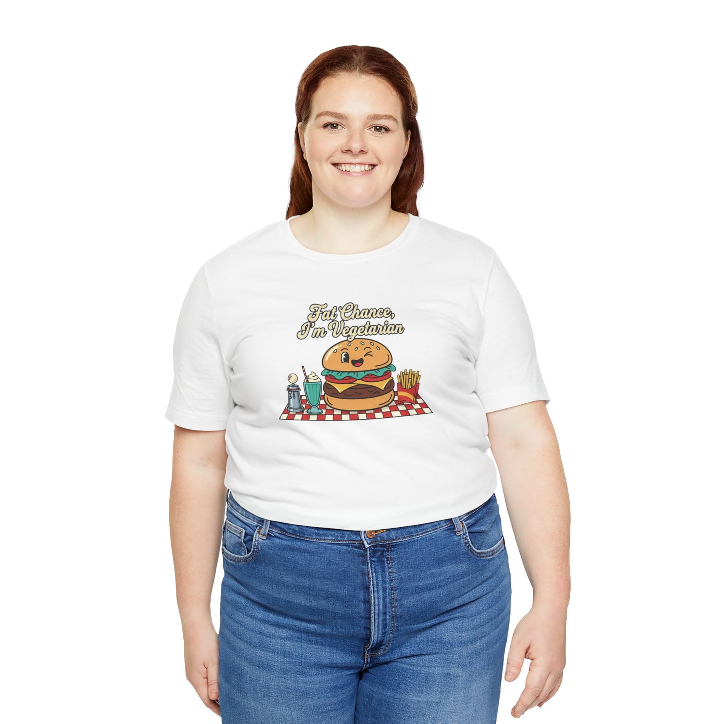 Fat Chance, I'm Vegetarian, Burger Matchbook Graphic Tee | retro diner shirt, vintage fast food design