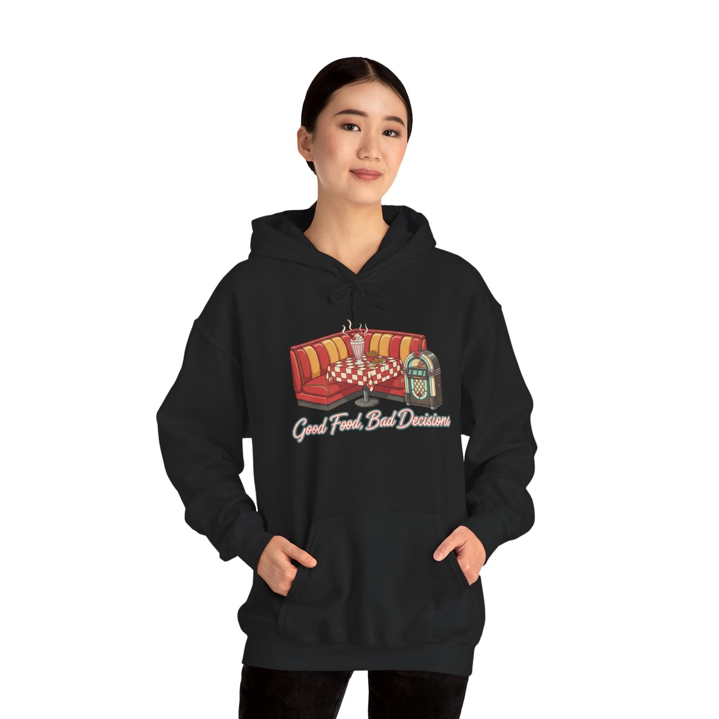 Good Food and Bad Decisions, Matchbook Diner Logo Hoodie | retro diner shirt, matchbook graphic