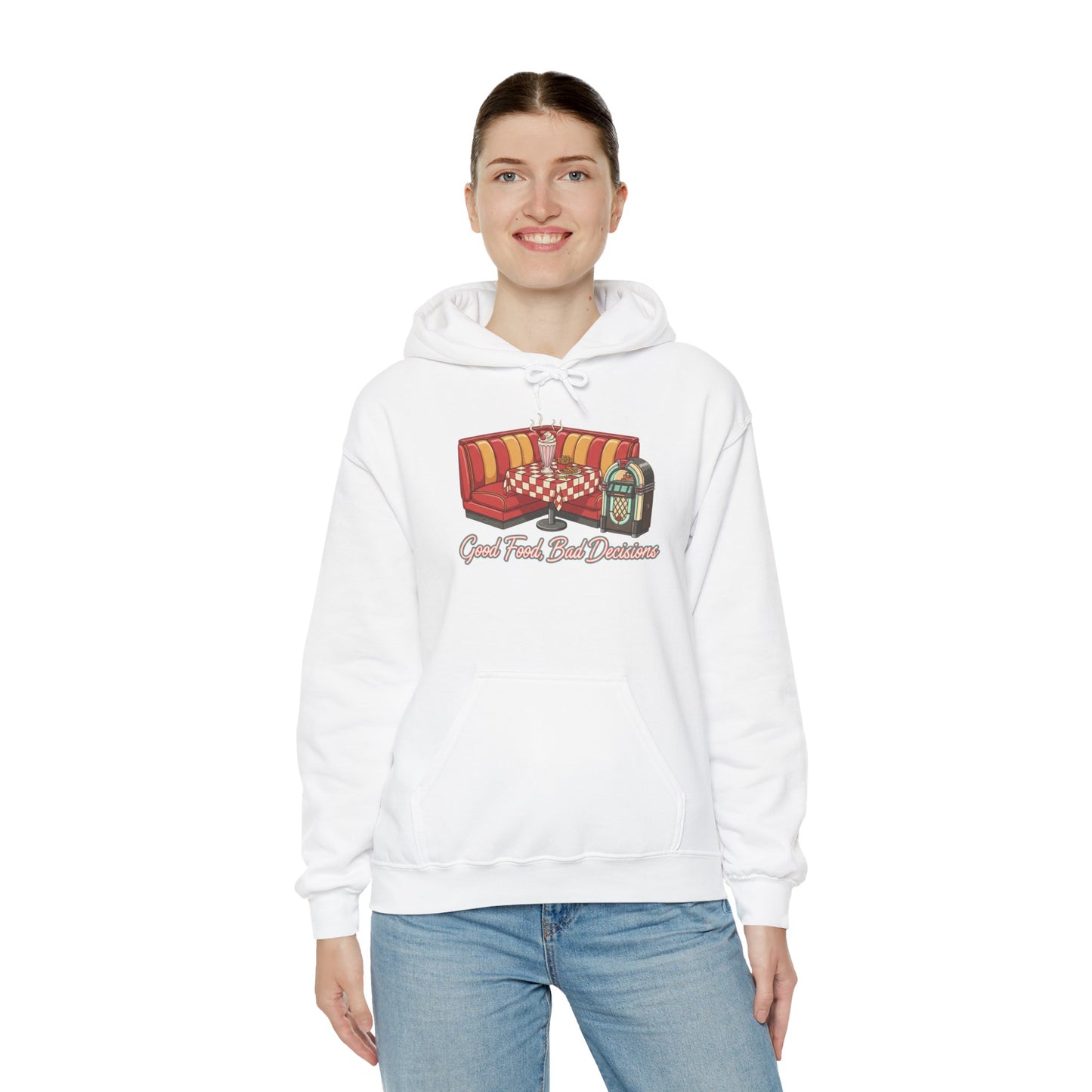 Good Food and Bad Decisions, Matchbook Diner Logo Hoodie | retro diner shirt, matchbook graphic