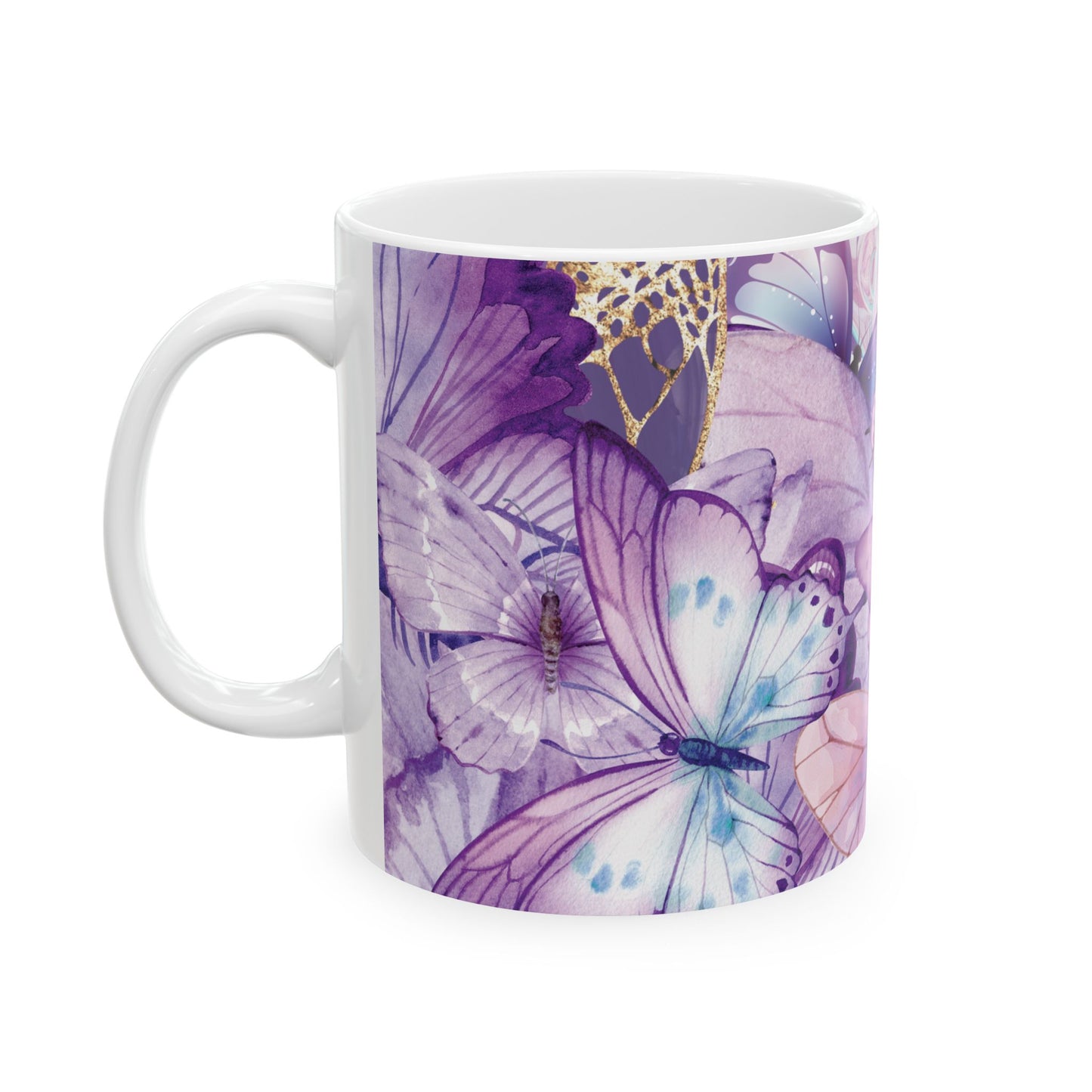 Butterfly Dream Ceramic Mug, Colorful Butterfly Mug, Nature Lover Gift, Artistic Coffee Cup, Spring Decor, Unique Drinkware