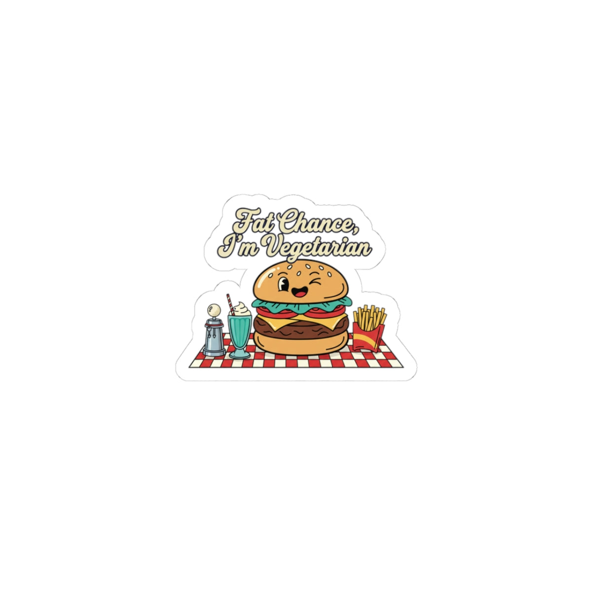 Fat Chance I'm Vegetarian Kiss-Cut Stickers | Retro Diner, Matchbook Graphic, Pantry Label Art