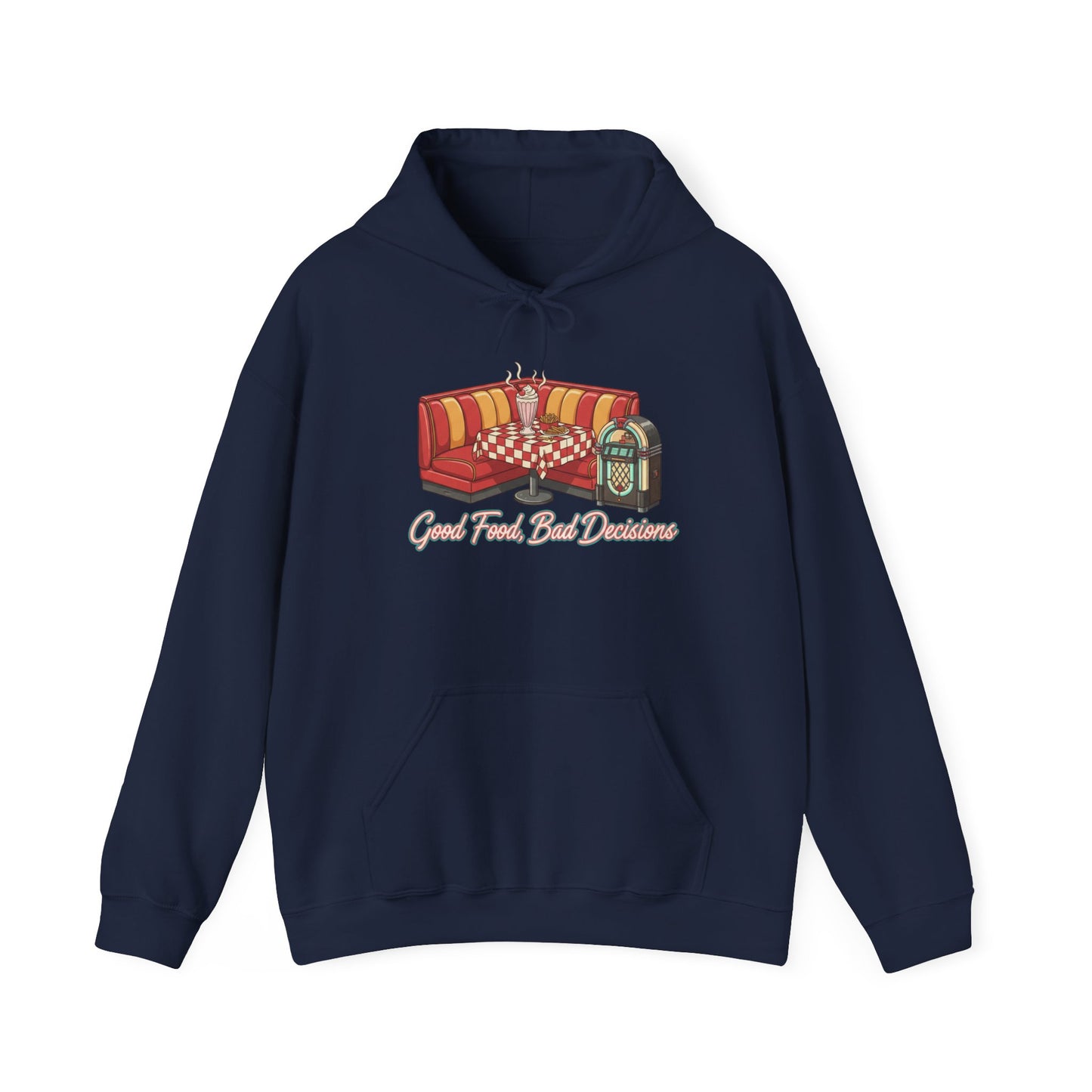 Good Food and Bad Decisions, Matchbook Diner Logo Hoodie | retro diner shirt, matchbook graphic