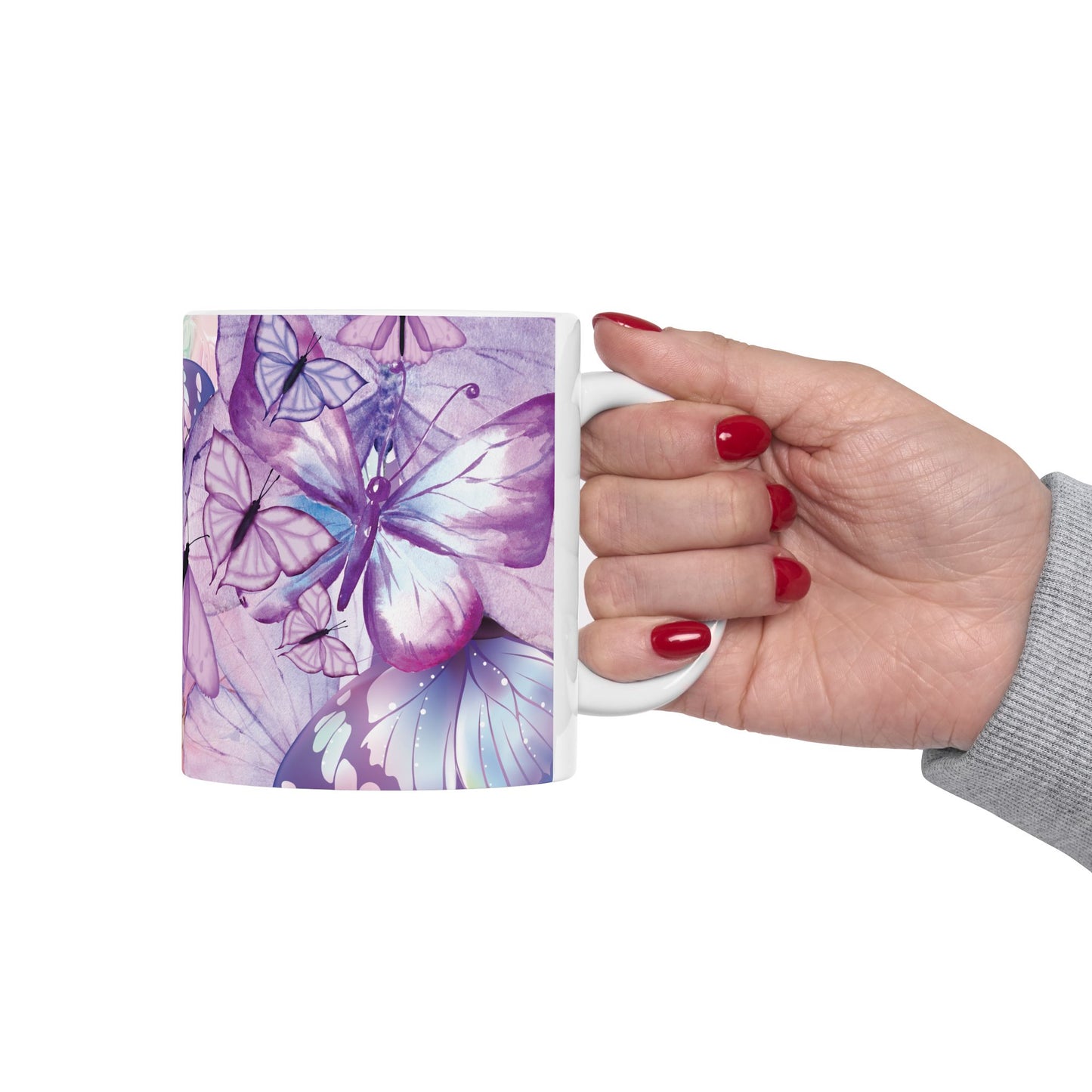 Butterfly Dream Ceramic Mug, Colorful Butterfly Mug, Nature Lover Gift, Artistic Coffee Cup, Spring Decor, Unique Drinkware