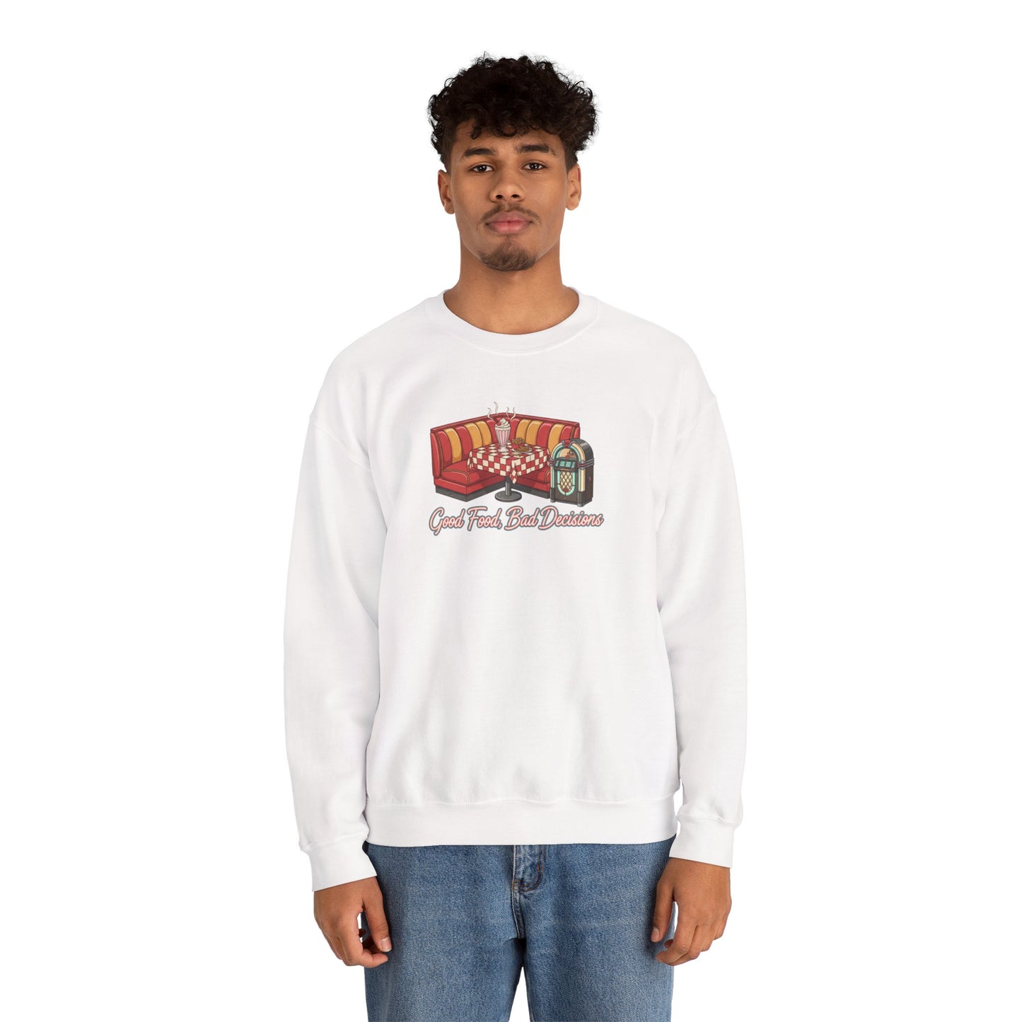 Great Food and Bad Decisions, Diner Booth Graphic Sweatshirt | Retro Diner Shirt, Matchbook Graphic
