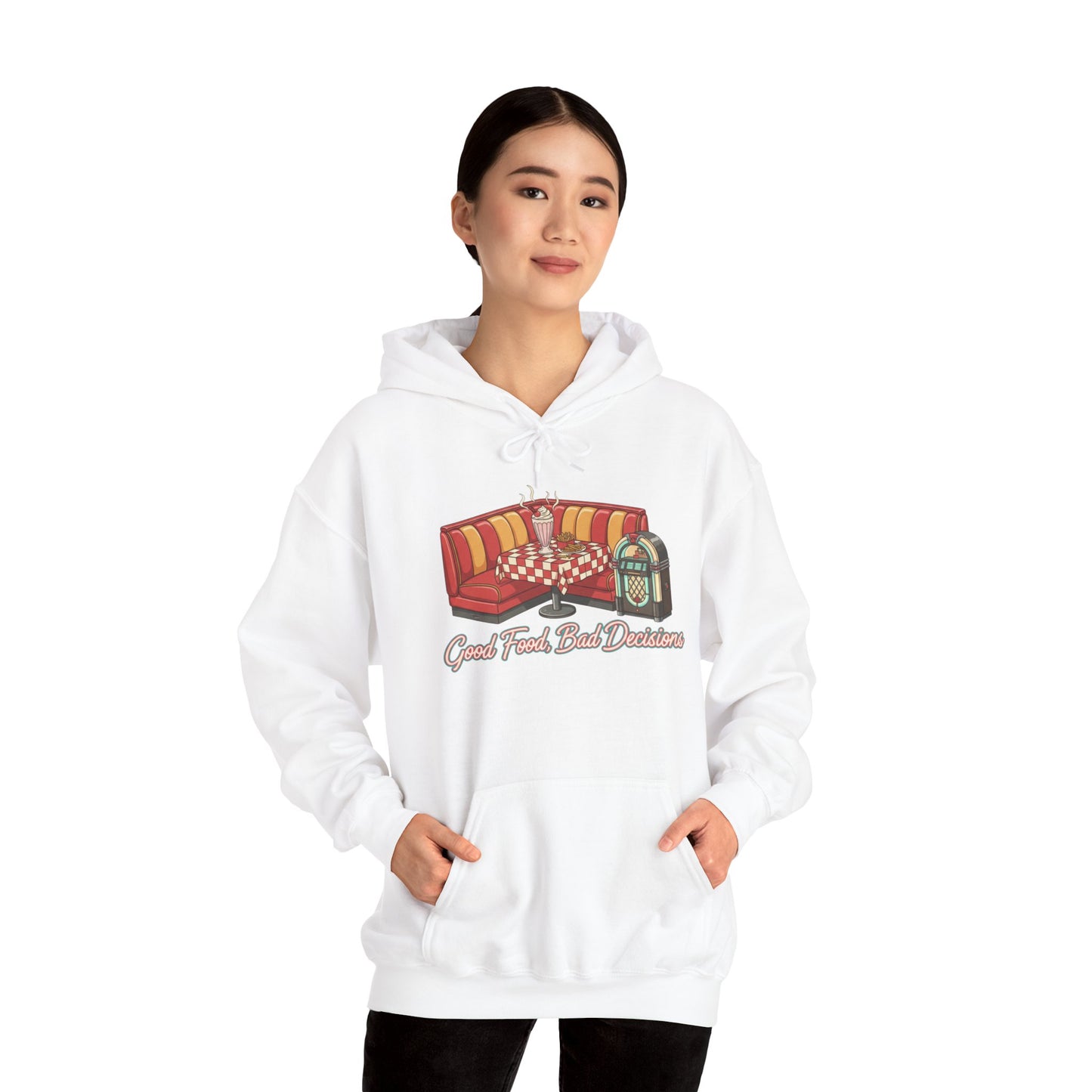 Good Food and Bad Decisions, Matchbook Diner Logo Hoodie | retro diner shirt, matchbook graphic