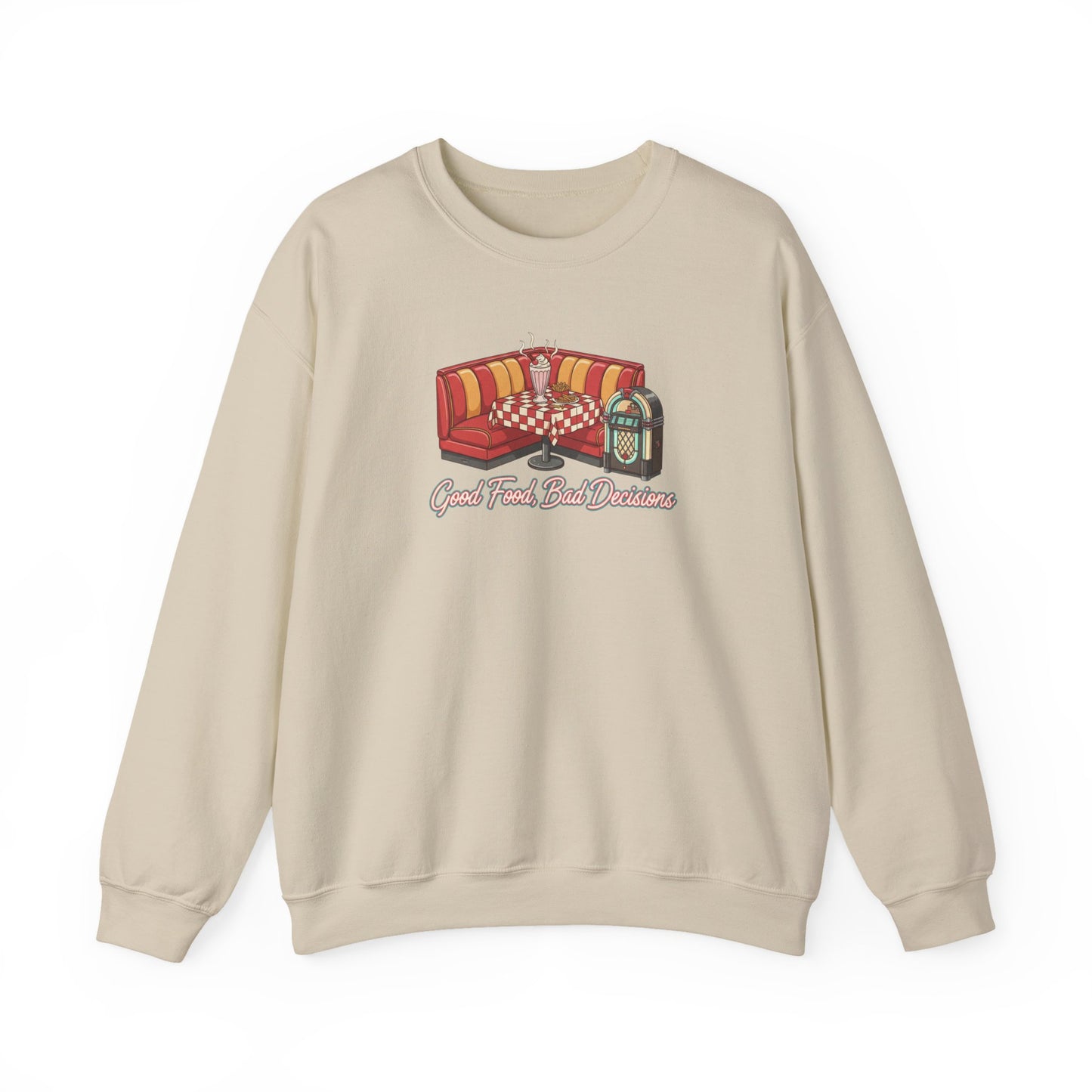 Great Food and Bad Decisions, Diner Booth Graphic Sweatshirt | Retro Diner Shirt, Matchbook Graphic