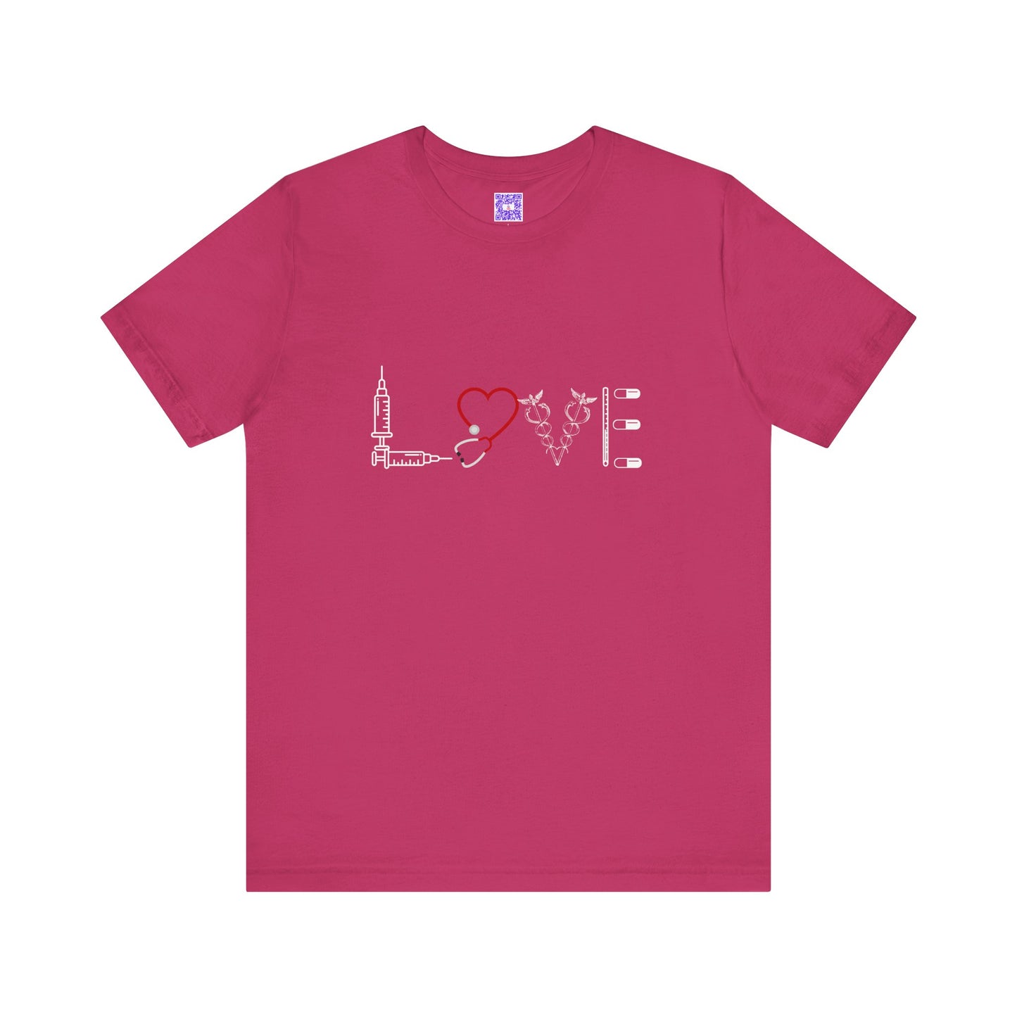 Nurse Tee Love Symbol Medical Tools Unisex Jersey Short Sleeve T-Shirt