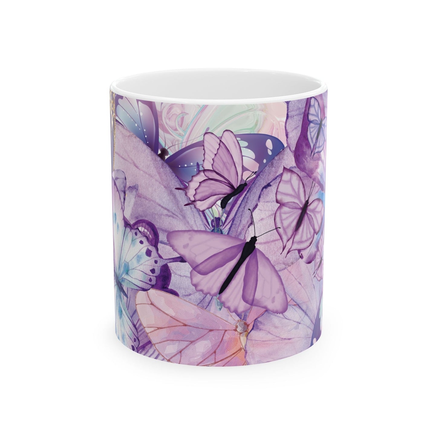 Butterfly Dream Ceramic Mug, Colorful Butterfly Mug, Nature Lover Gift, Artistic Coffee Cup, Spring Decor, Unique Drinkware