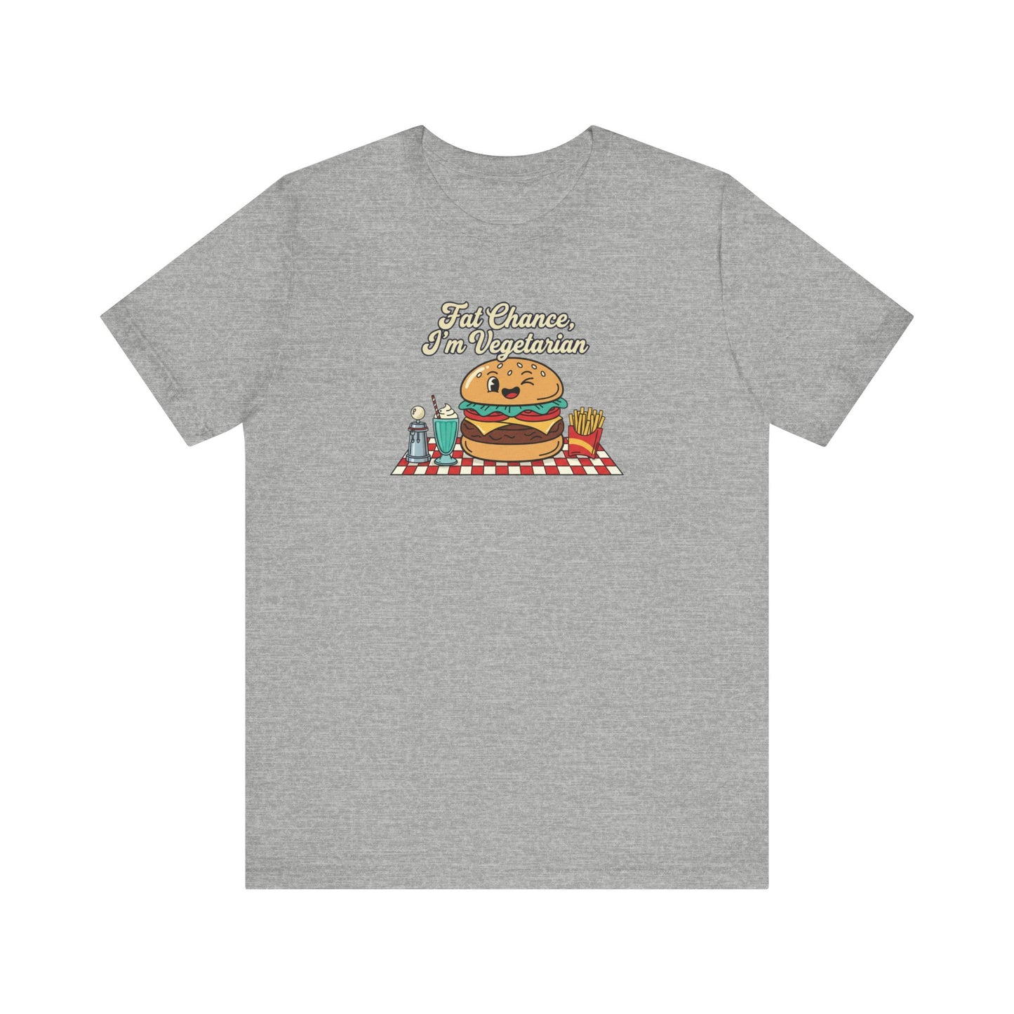 Fat Chance, I'm Vegetarian, Burger Matchbook Graphic Tee | retro diner shirt, vintage fast food design