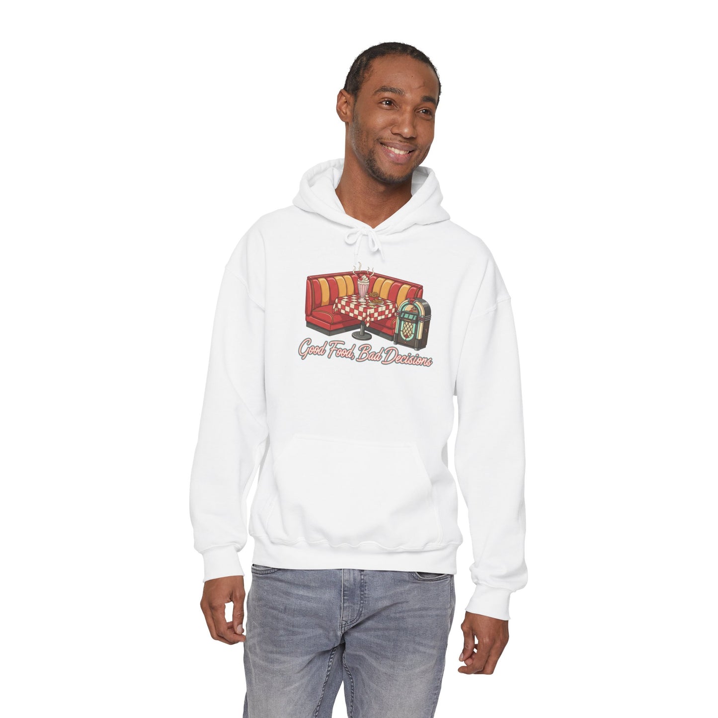Good Food and Bad Decisions, Matchbook Diner Logo Hoodie | retro diner shirt, matchbook graphic