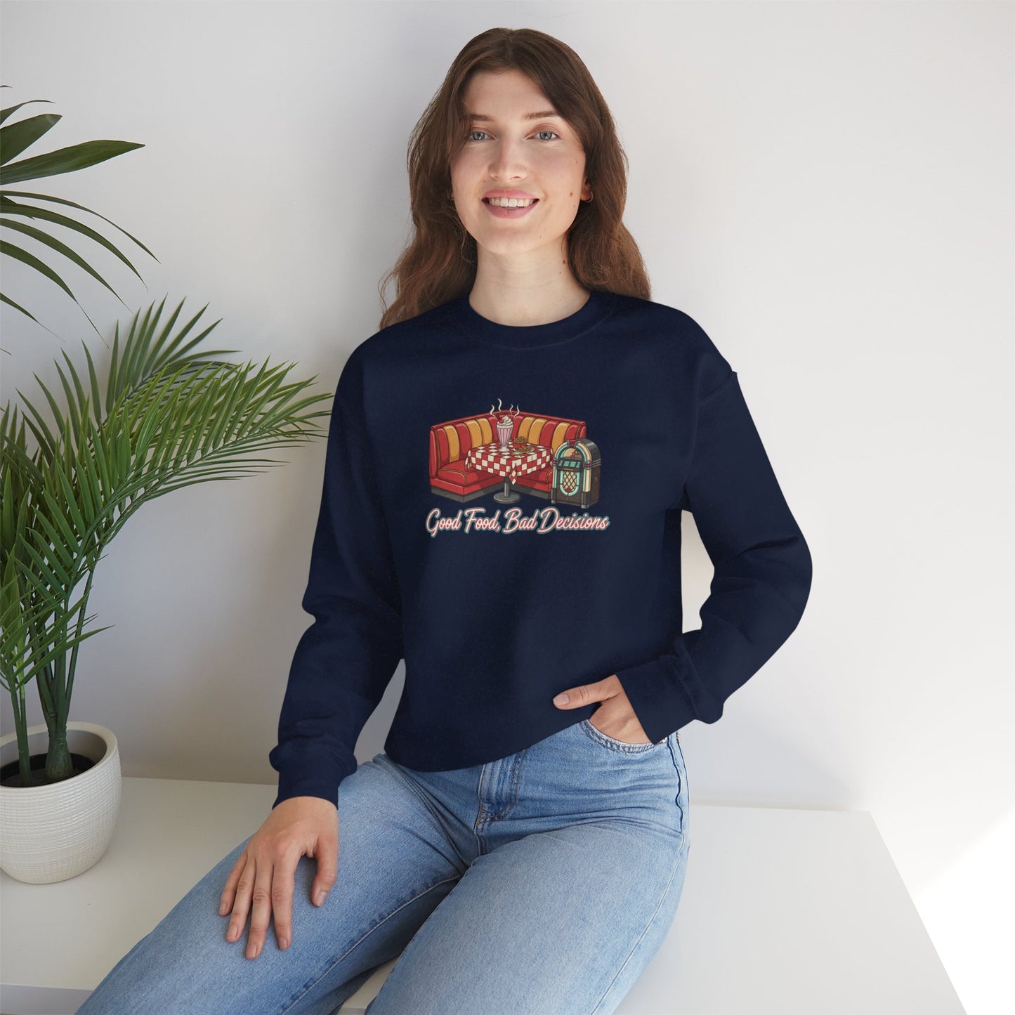 Great Food and Bad Decisions, Diner Booth Graphic Sweatshirt | Retro Diner Shirt, Matchbook Graphic