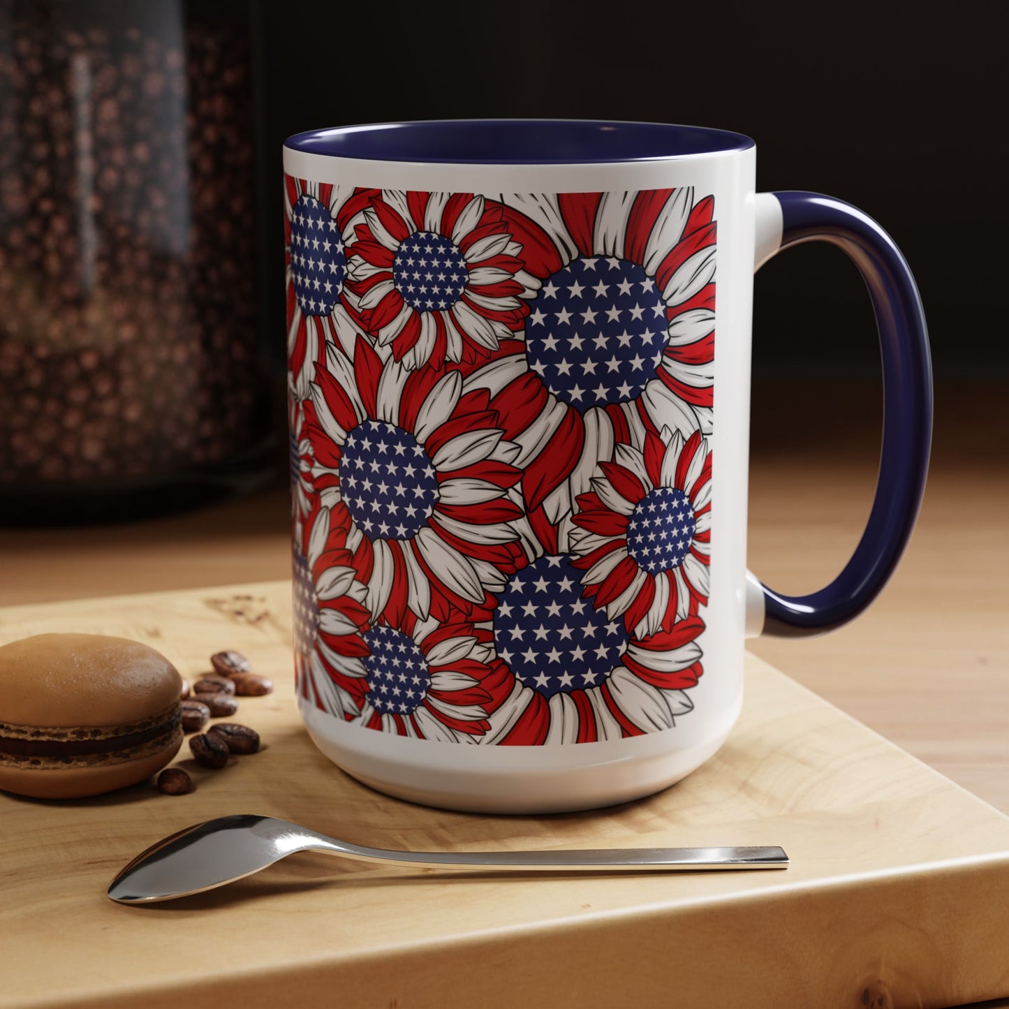 Patriotic Floral Coffee Mug | 11oz & 15oz | Red, White & Blue Décor | Perfect for Independence Day, Gifts & Everyday Use