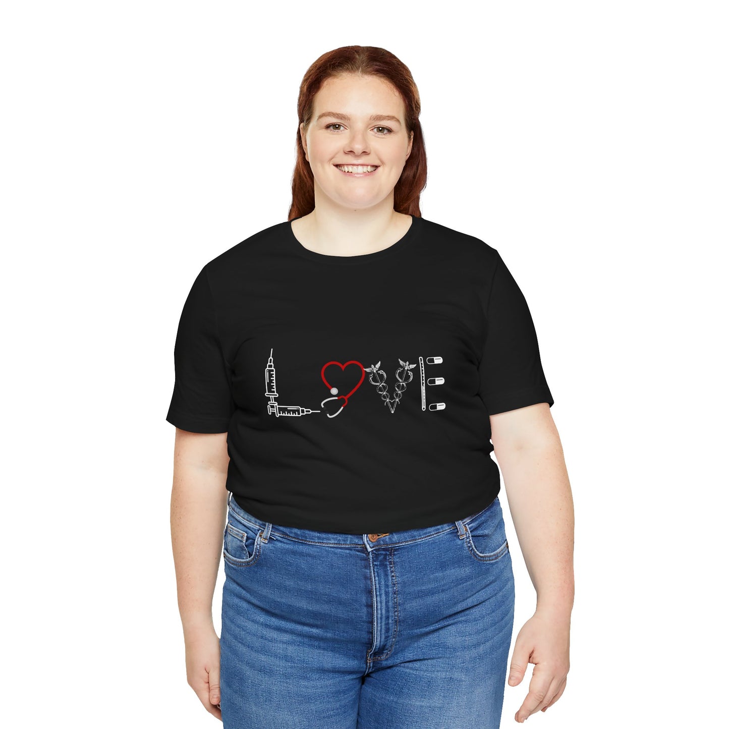Nurse Tee Love Symbol Medical Tools Unisex Jersey Short Sleeve T-Shirt