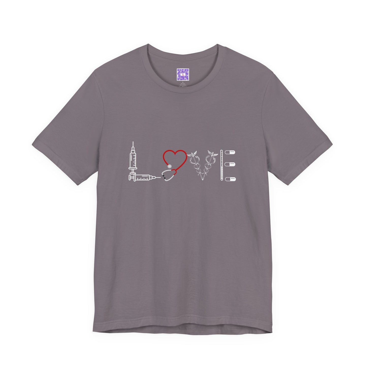 Nurse Tee Love Symbol Medical Tools Unisex Jersey Short Sleeve T-Shirt