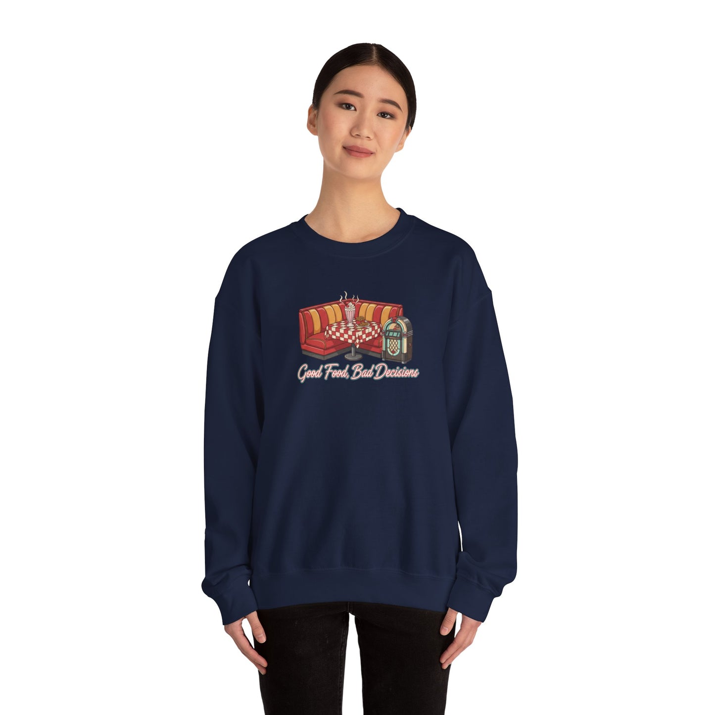 Great Food and Bad Decisions, Diner Booth Graphic Sweatshirt | Retro Diner Shirt, Matchbook Graphic