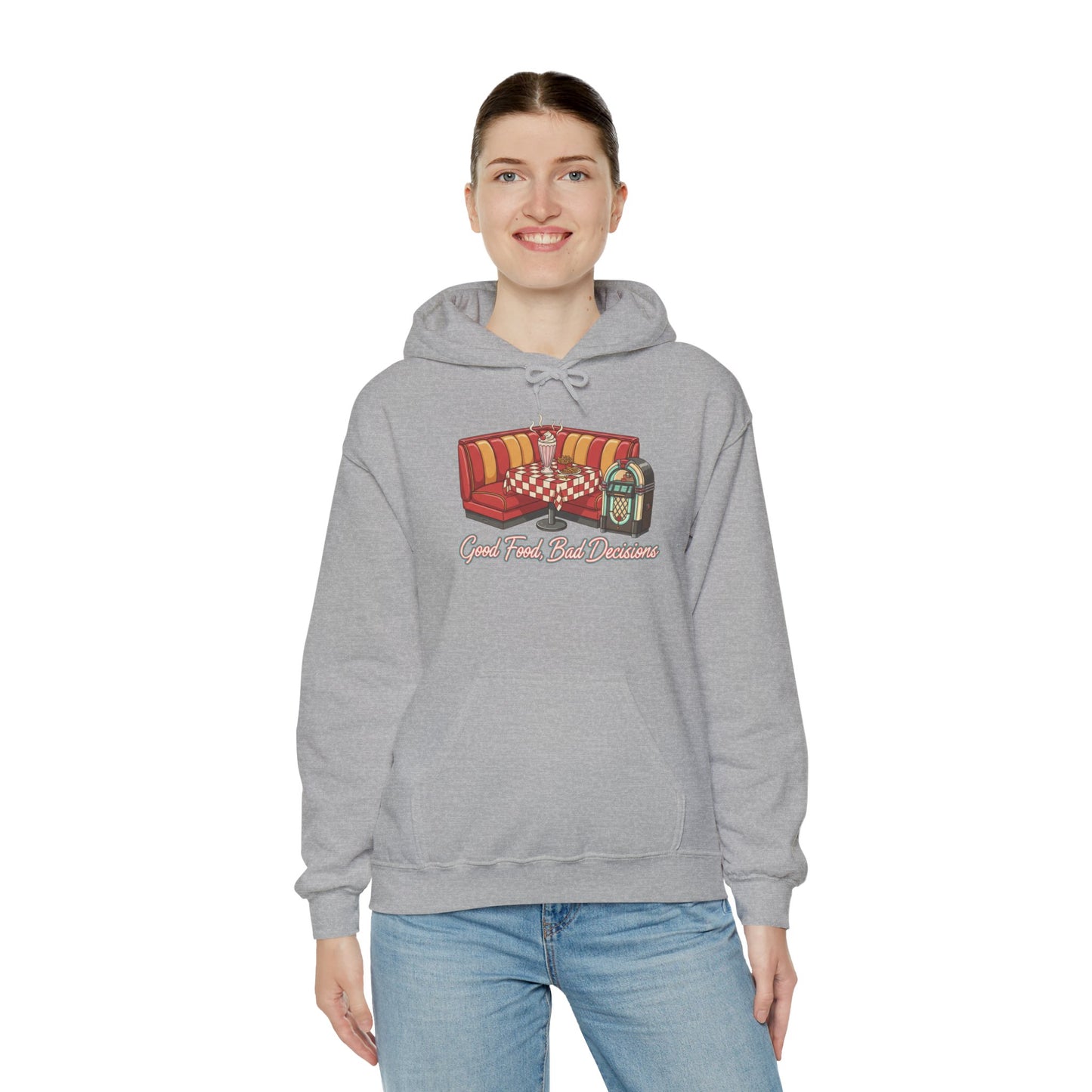 Good Food and Bad Decisions, Matchbook Diner Logo Hoodie | retro diner shirt, matchbook graphic