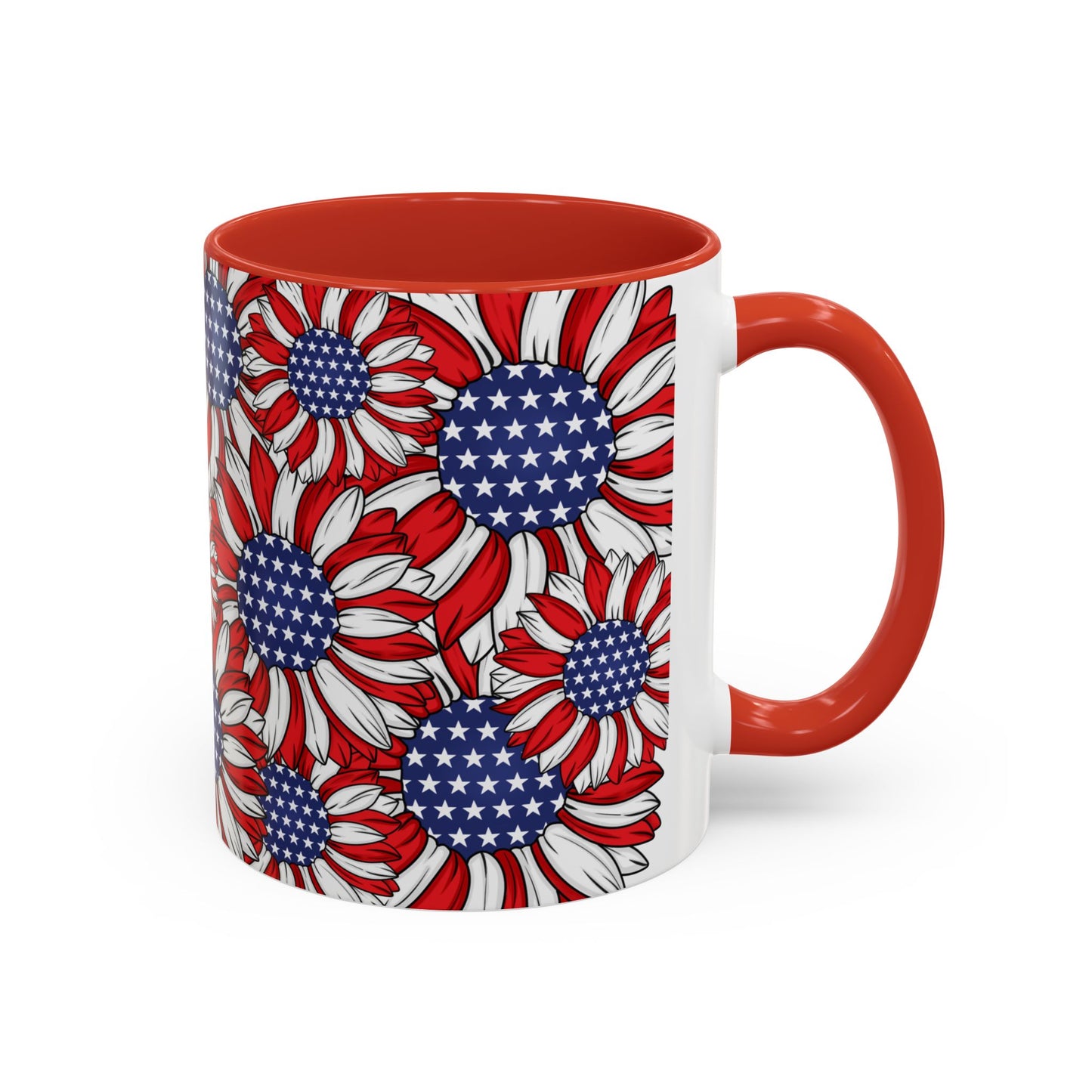 Patriotic Floral Coffee Mug | 11oz & 15oz | Red, White & Blue Décor | Perfect for Independence Day, Gifts & Everyday Use
