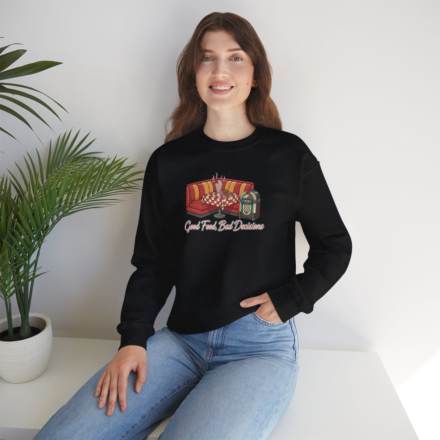 Great Food and Bad Decisions, Diner Booth Graphic Sweatshirt | Retro Diner Shirt, Matchbook Graphic