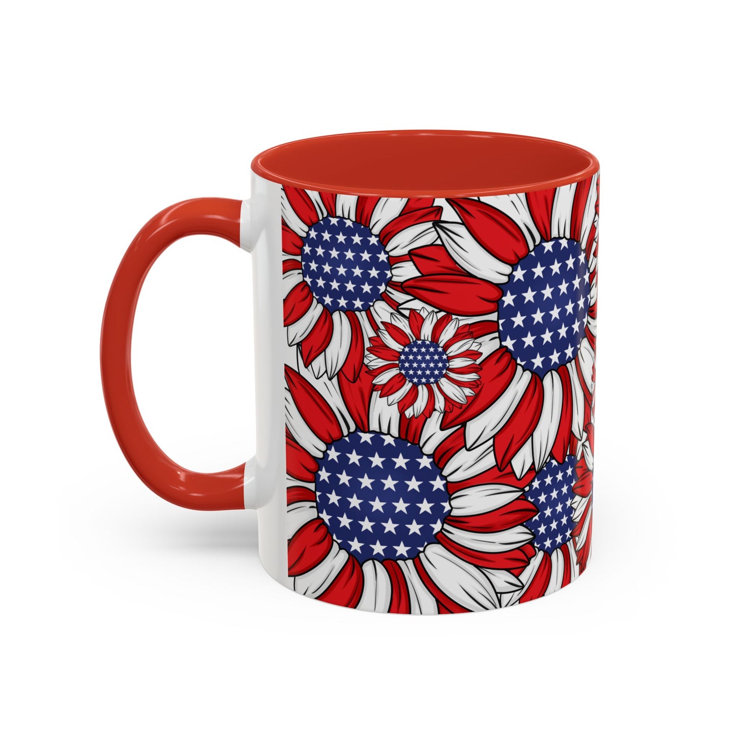 Patriotic Floral Coffee Mug | 11oz & 15oz | Red, White & Blue Décor | Perfect for Independence Day, Gifts & Everyday Use
