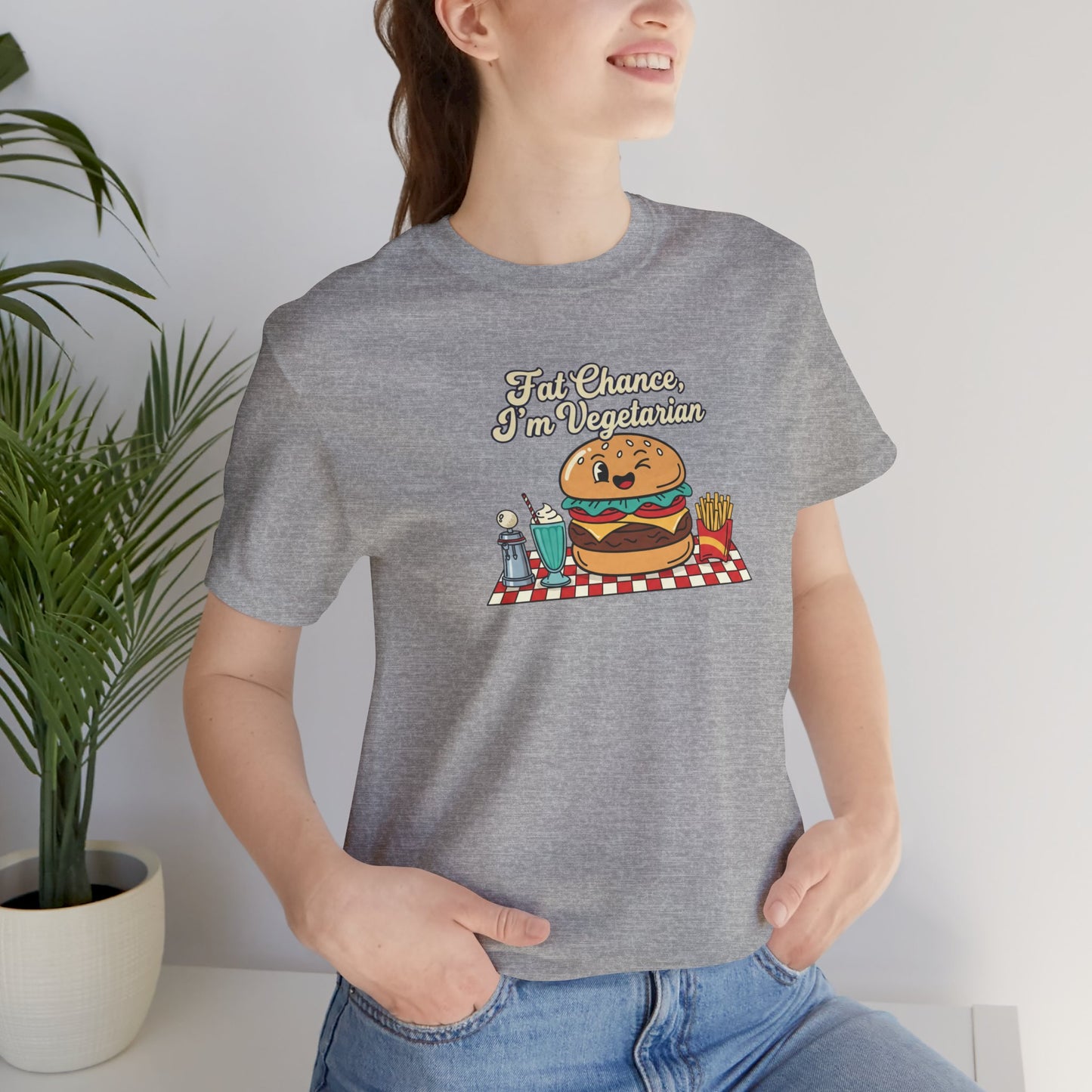 Fat Chance, I'm Vegetarian, Burger Matchbook Graphic Tee | retro diner shirt, vintage fast food design