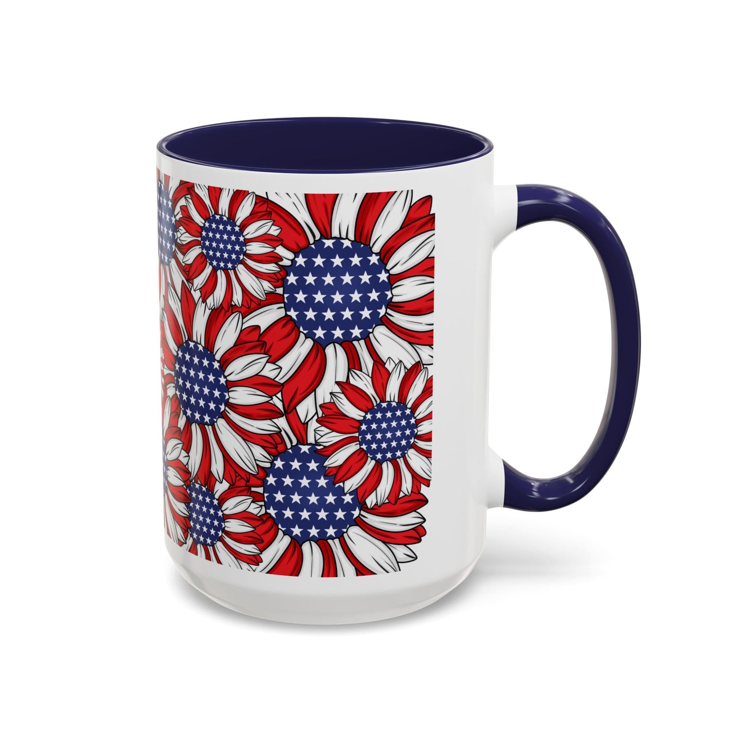 Patriotic Floral Coffee Mug | 11oz & 15oz | Red, White & Blue Décor | Perfect for Independence Day, Gifts & Everyday Use