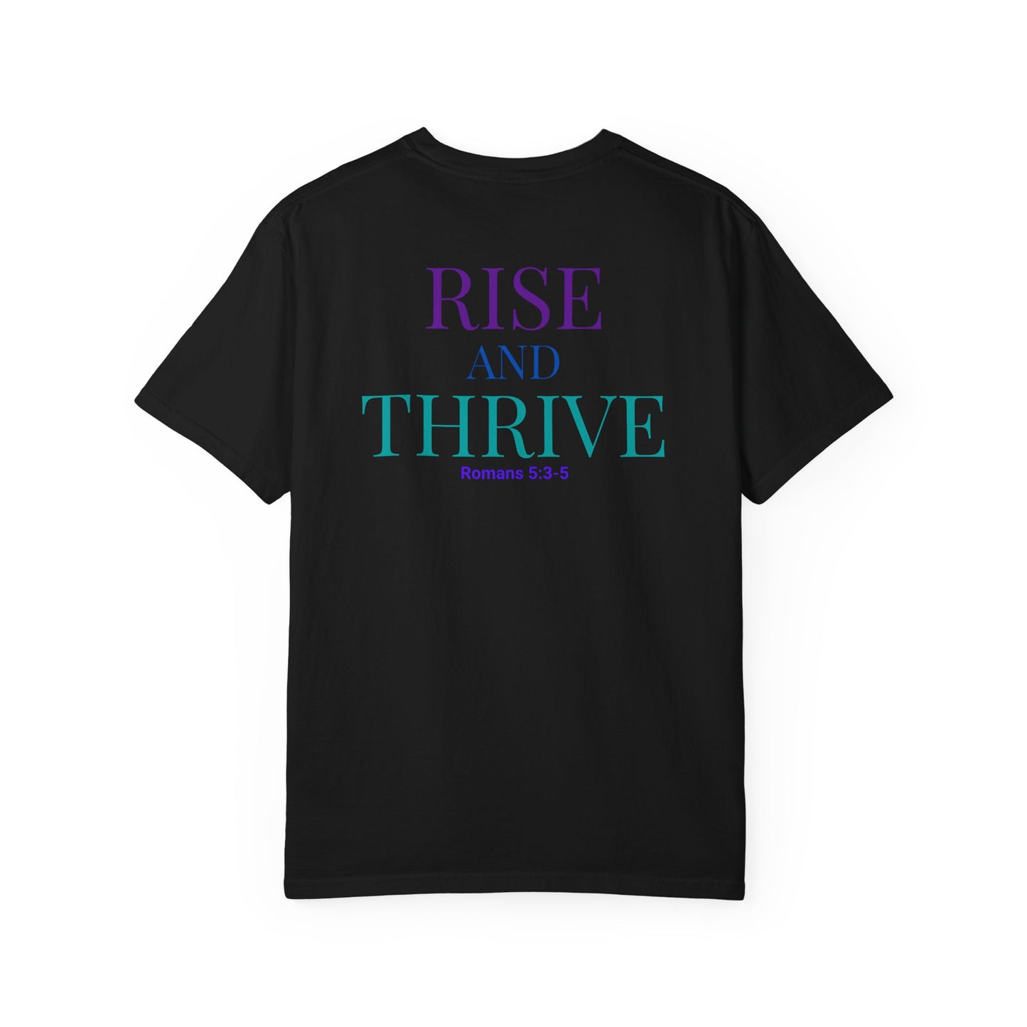 Rise and Thrive Suicide Prevention Shirt | Teal & Purple Phoenix Mental Health Awareness Tee | Romans 5:3–5