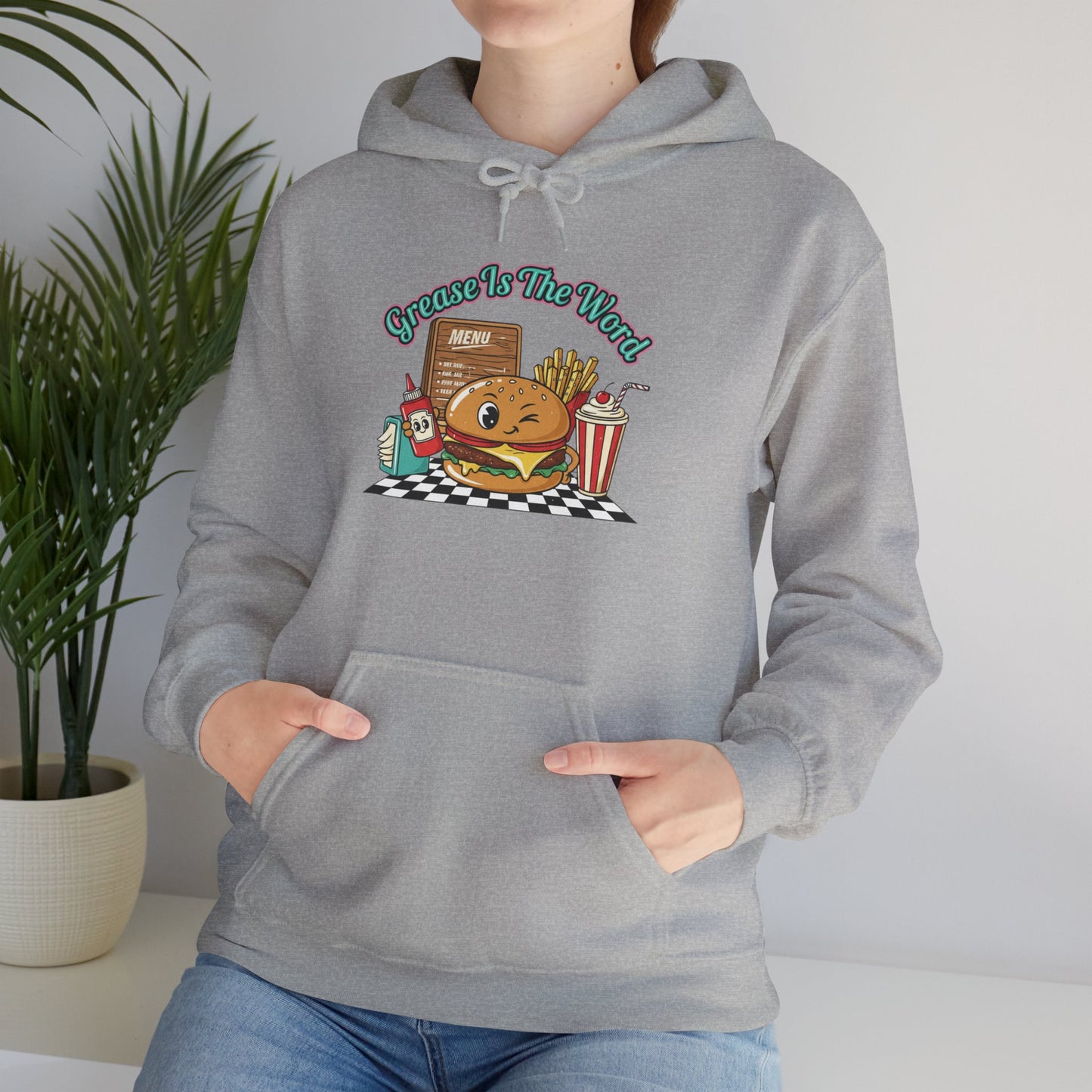 Grease is the Word, Matchbook Burger Diner Hoodie | retro diner shirt, pantry label art