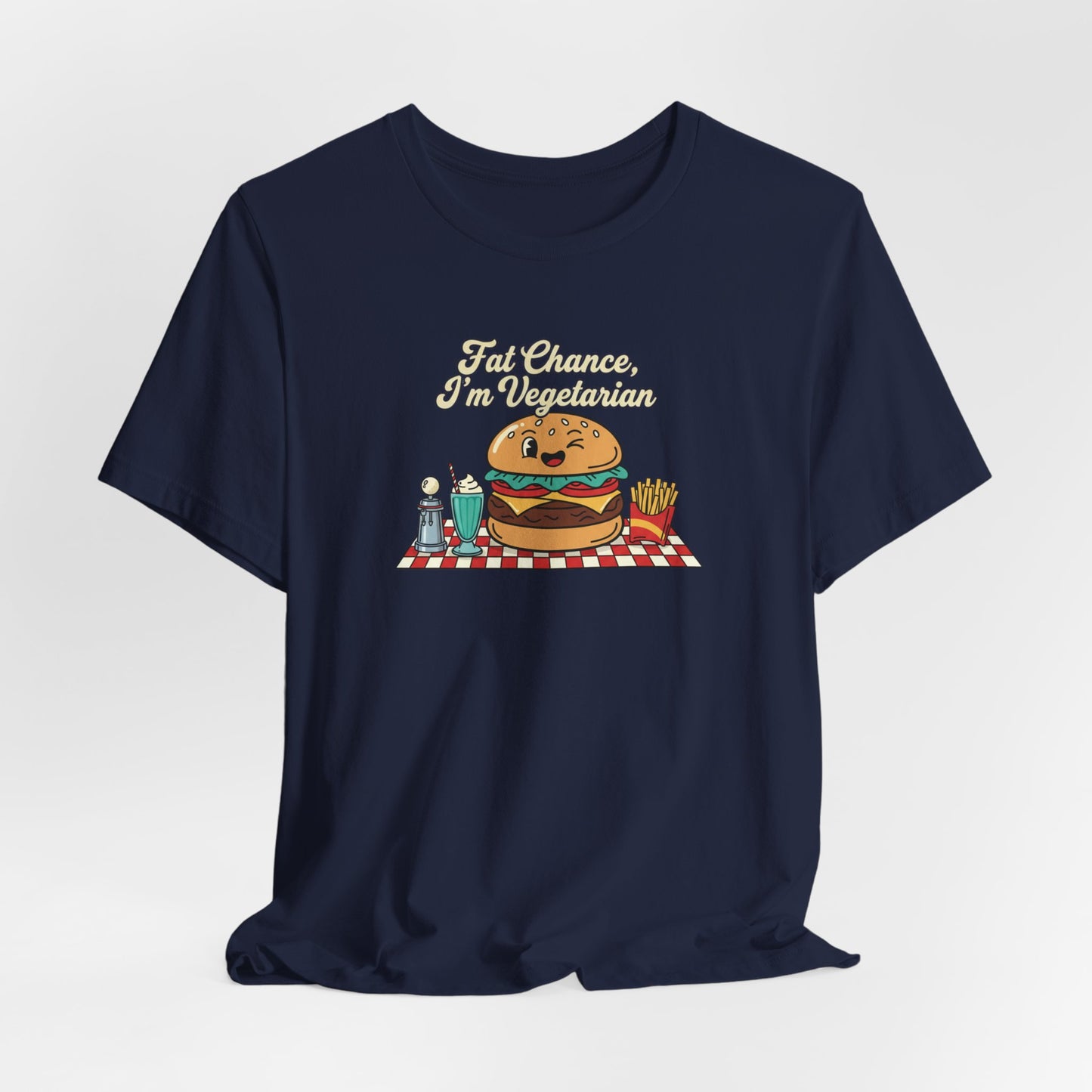 Fat Chance, I'm Vegetarian, Burger Matchbook Graphic Tee | retro diner shirt, vintage fast food design