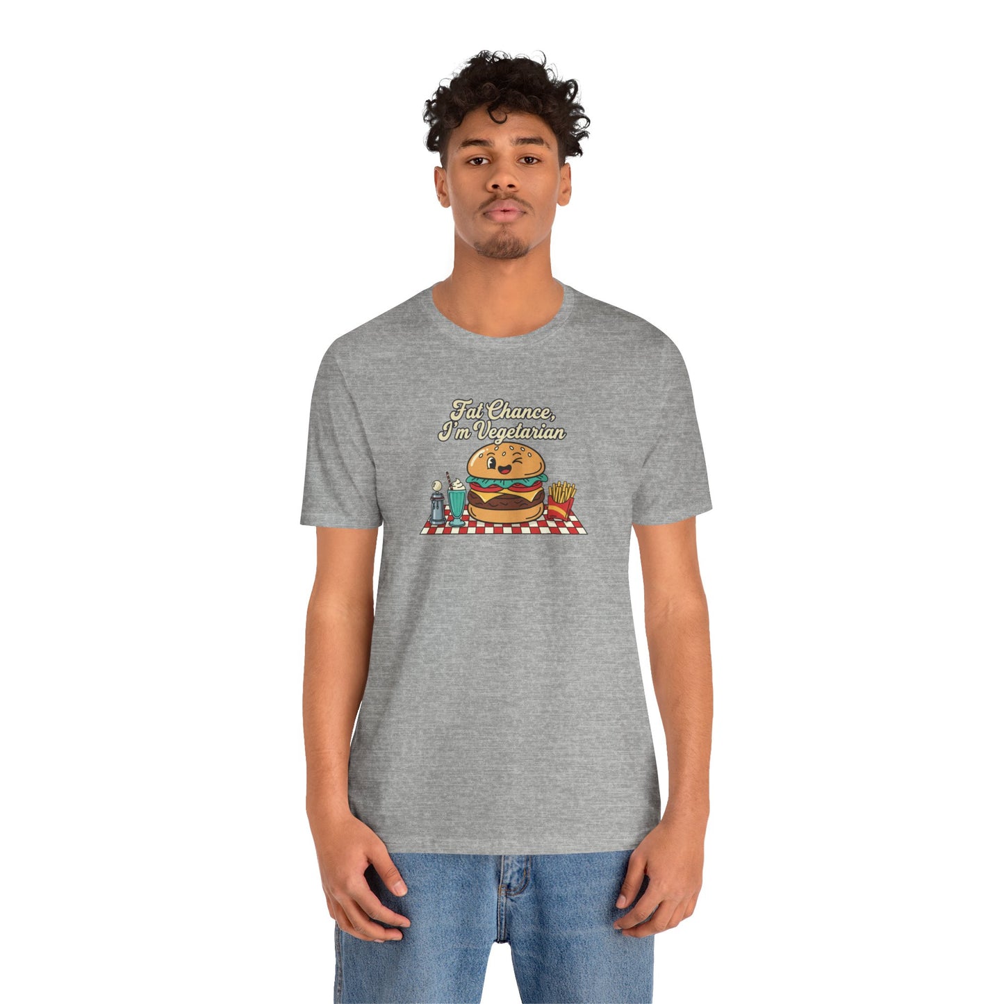 Fat Chance, I'm Vegetarian, Burger Matchbook Graphic Tee | retro diner shirt, vintage fast food design
