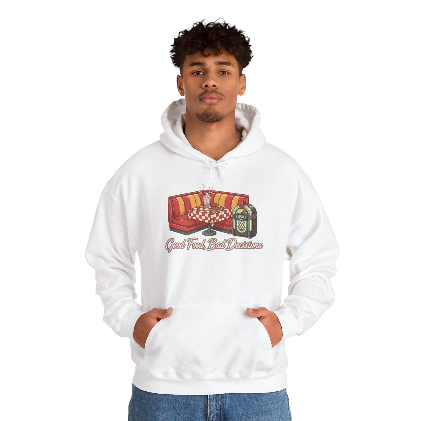Good Food and Bad Decisions, Matchbook Diner Logo Hoodie | retro diner shirt, matchbook graphic