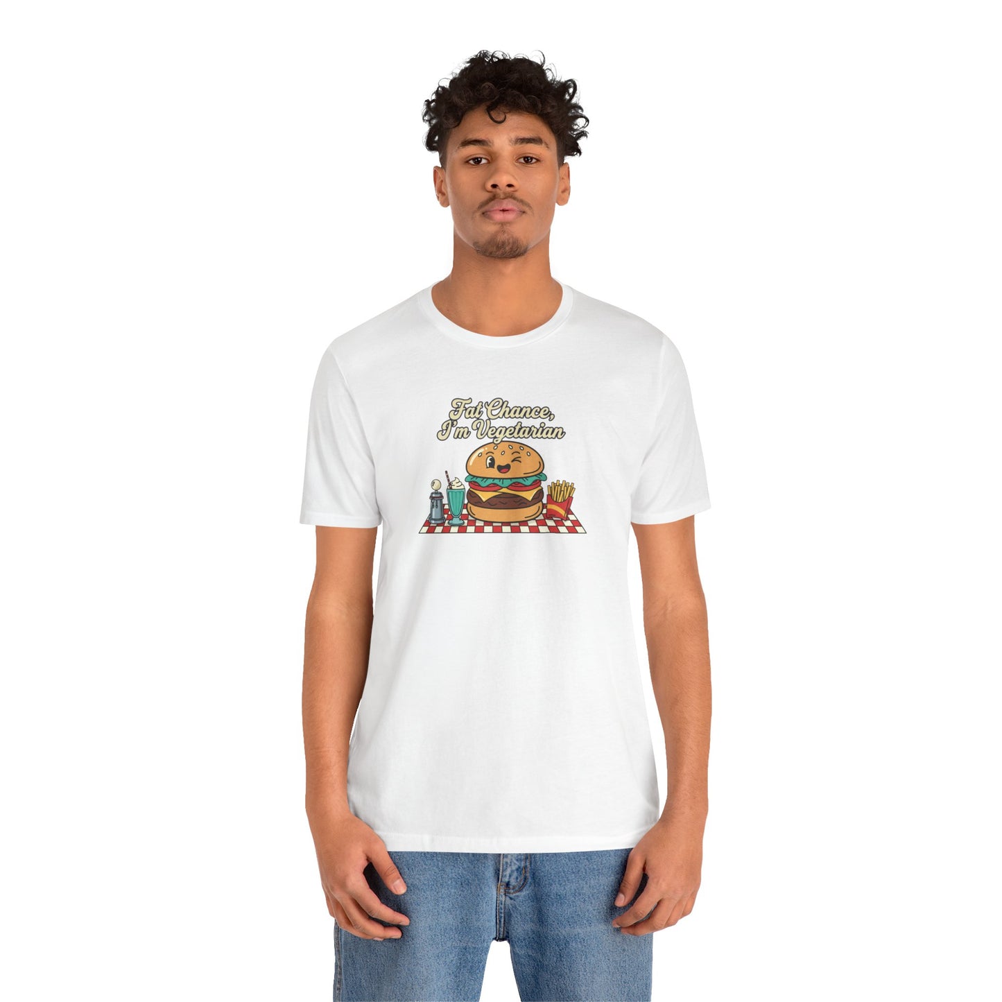 Fat Chance, I'm Vegetarian, Burger Matchbook Graphic Tee | retro diner shirt, vintage fast food design