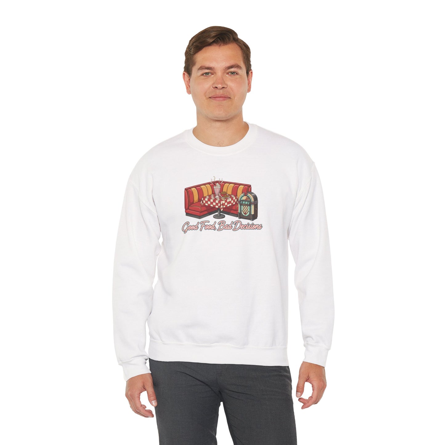 Great Food and Bad Decisions, Diner Booth Graphic Sweatshirt | Retro Diner Shirt, Matchbook Graphic