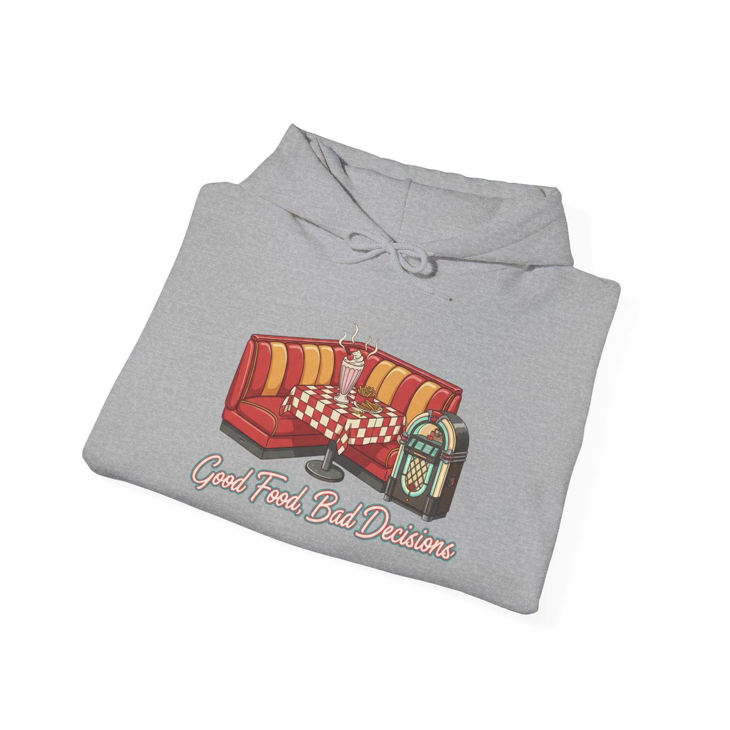 Good Food and Bad Decisions, Matchbook Diner Logo Hoodie | retro diner shirt, matchbook graphic