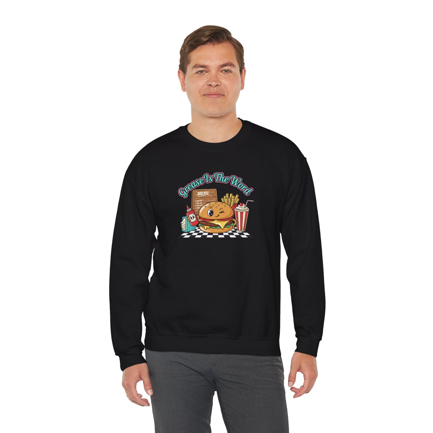Cheeseburger Matchbook Design Sweatshirt | retro diner shirt, pantry label art