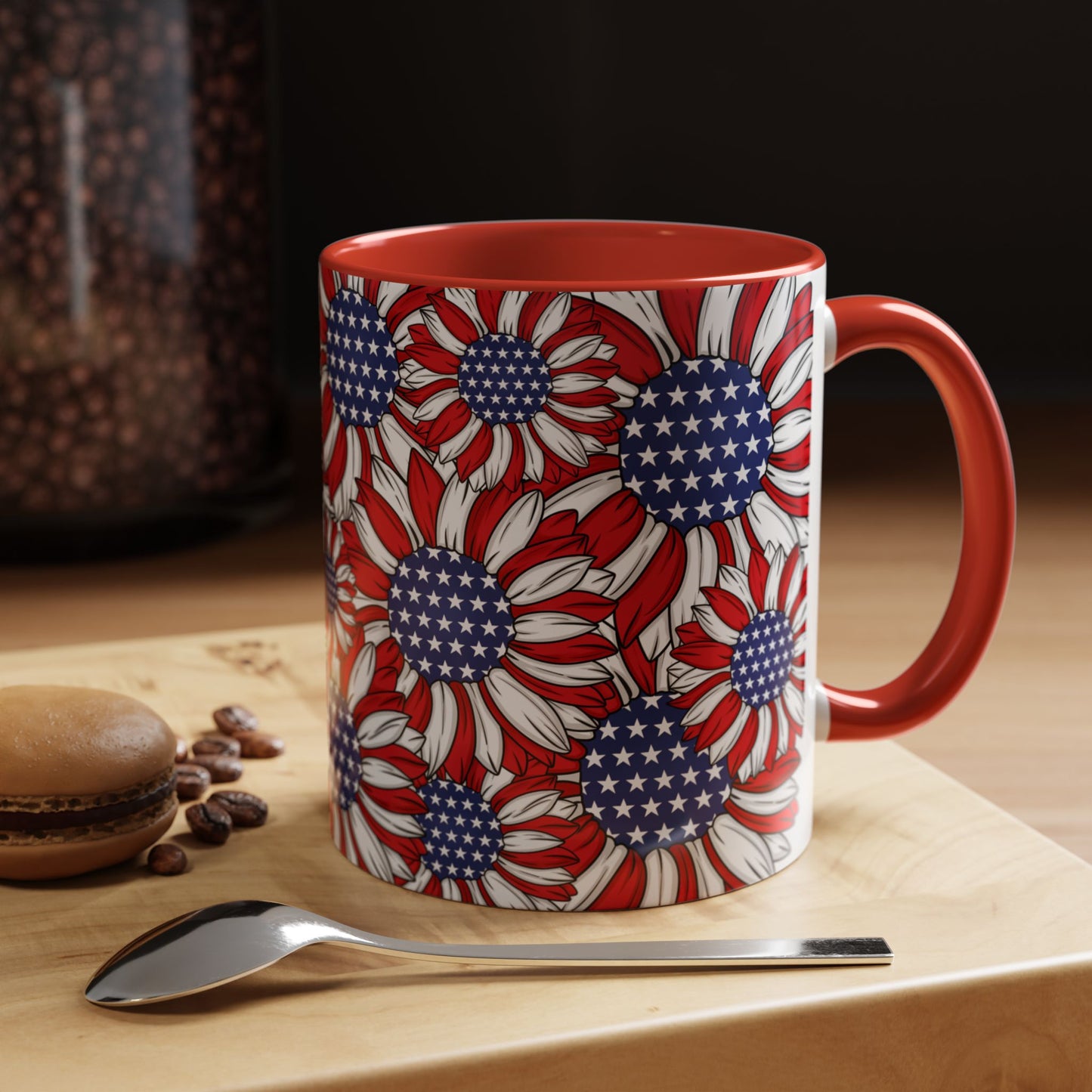 Patriotic Floral Coffee Mug | 11oz & 15oz | Red, White & Blue Décor | Perfect for Independence Day, Gifts & Everyday Use