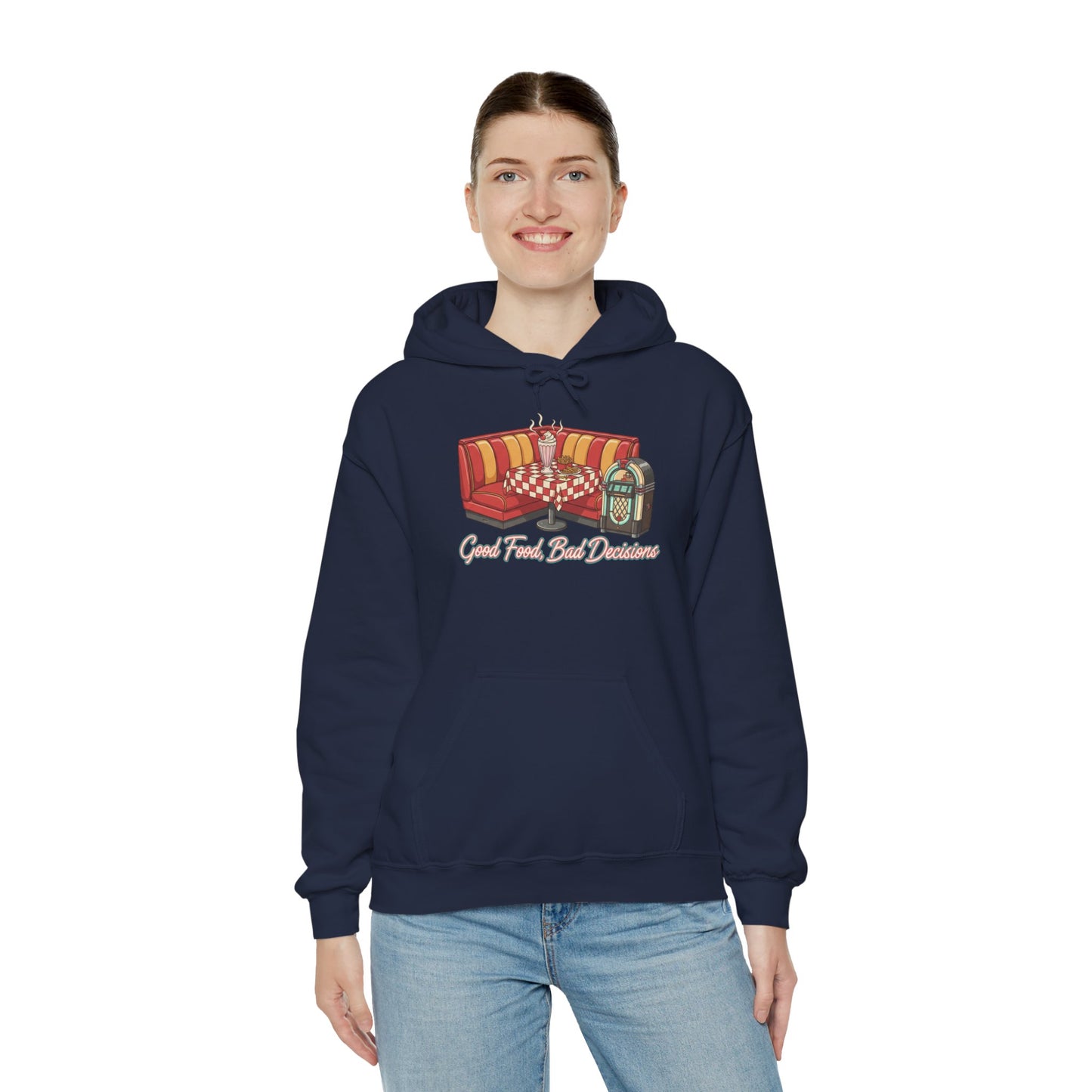 Good Food and Bad Decisions, Matchbook Diner Logo Hoodie | retro diner shirt, matchbook graphic