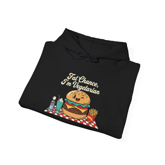 Fat Chance, I'm Vegetarian, Burger Matchbook Hoodie | retro diner shirt, matchbook graphic