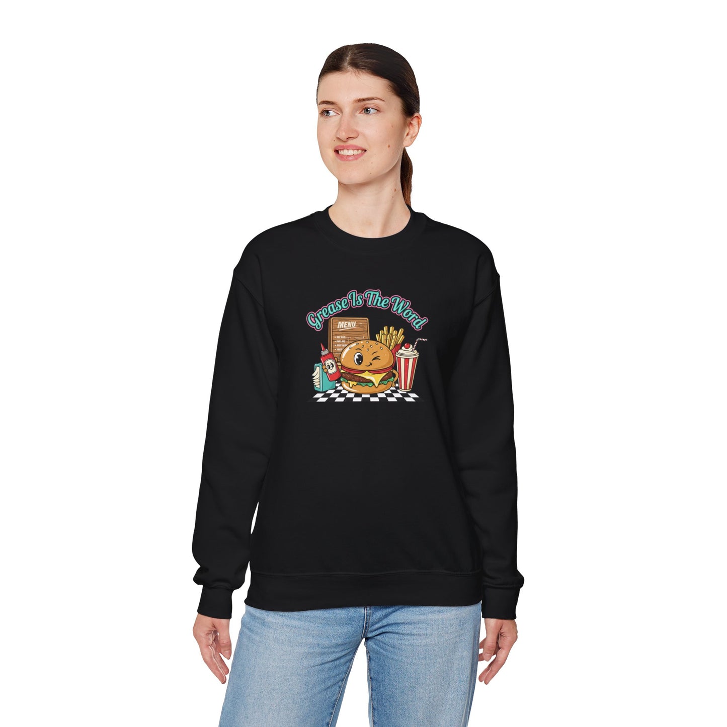 Cheeseburger Matchbook Design Sweatshirt | retro diner shirt, pantry label art