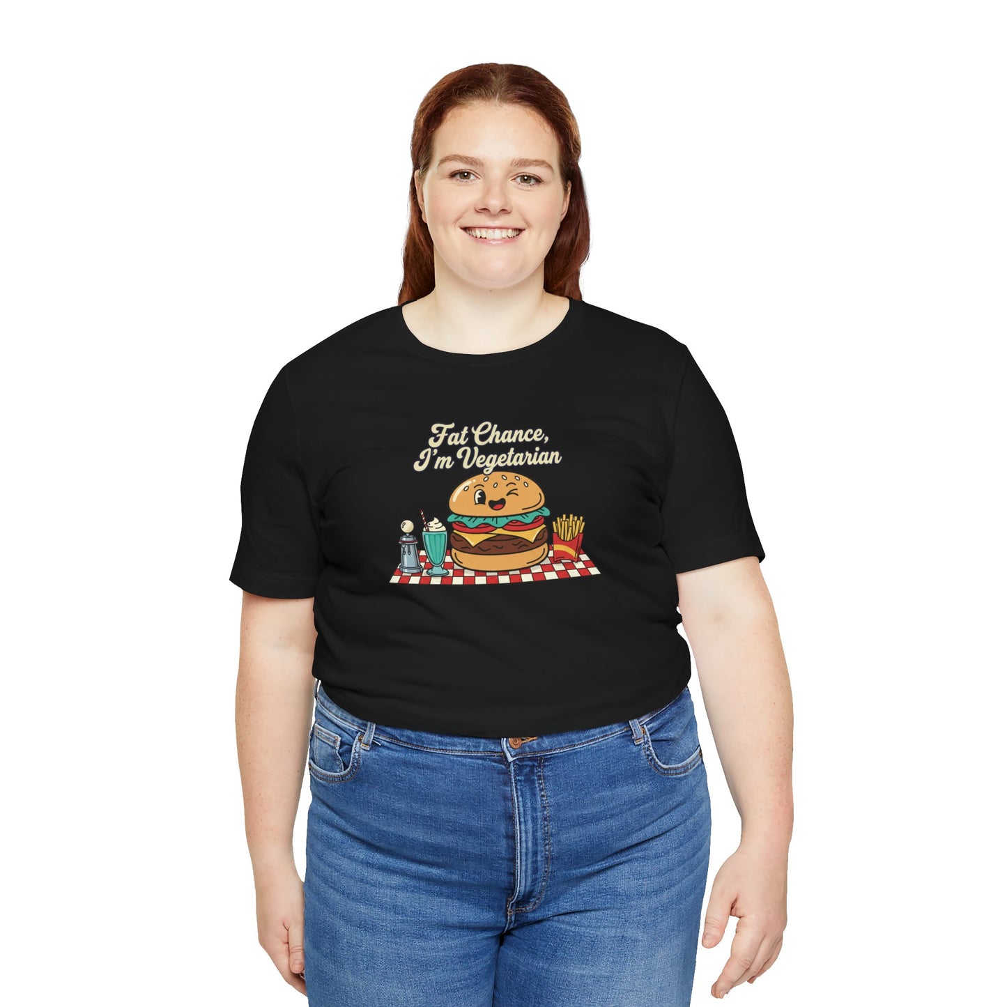 Fat Chance, I'm Vegetarian, Burger Matchbook Graphic Tee | retro diner shirt, vintage fast food design