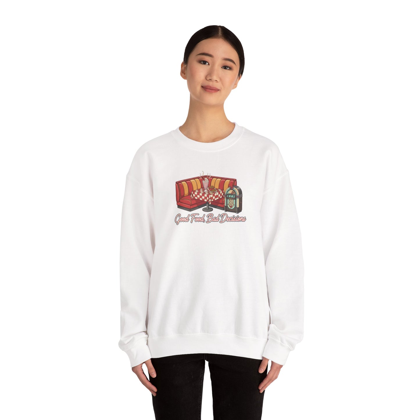Great Food and Bad Decisions, Diner Booth Graphic Sweatshirt | Retro Diner Shirt, Matchbook Graphic