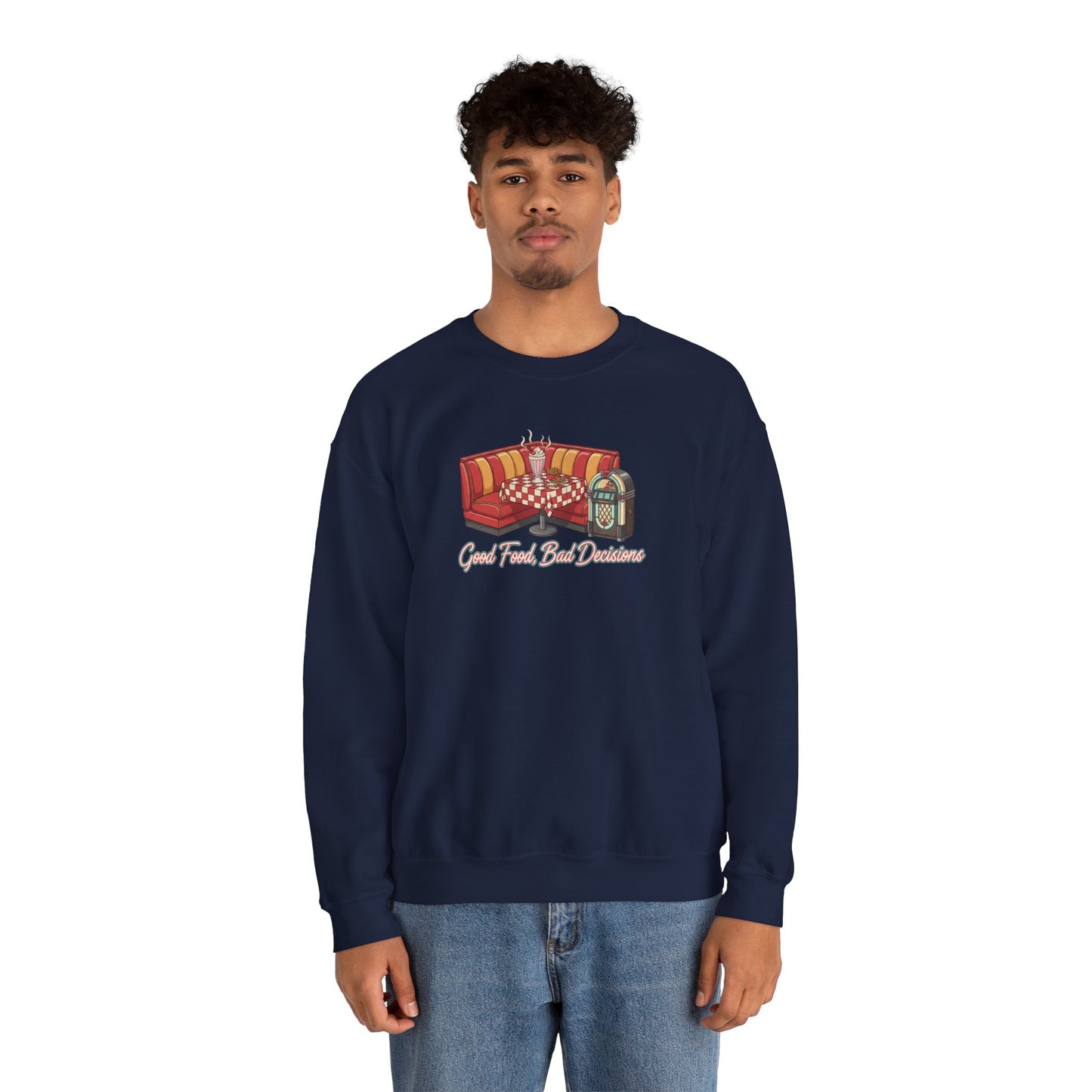 Great Food and Bad Decisions, Diner Booth Graphic Sweatshirt | Retro Diner Shirt, Matchbook Graphic