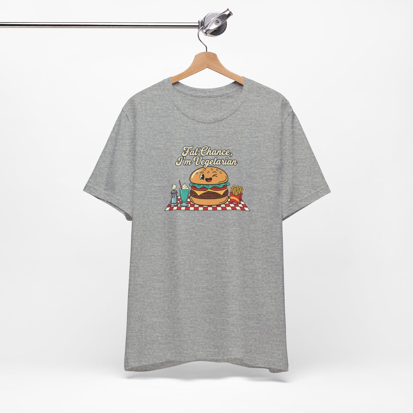 Fat Chance, I'm Vegetarian, Burger Matchbook Graphic Tee | retro diner shirt, vintage fast food design