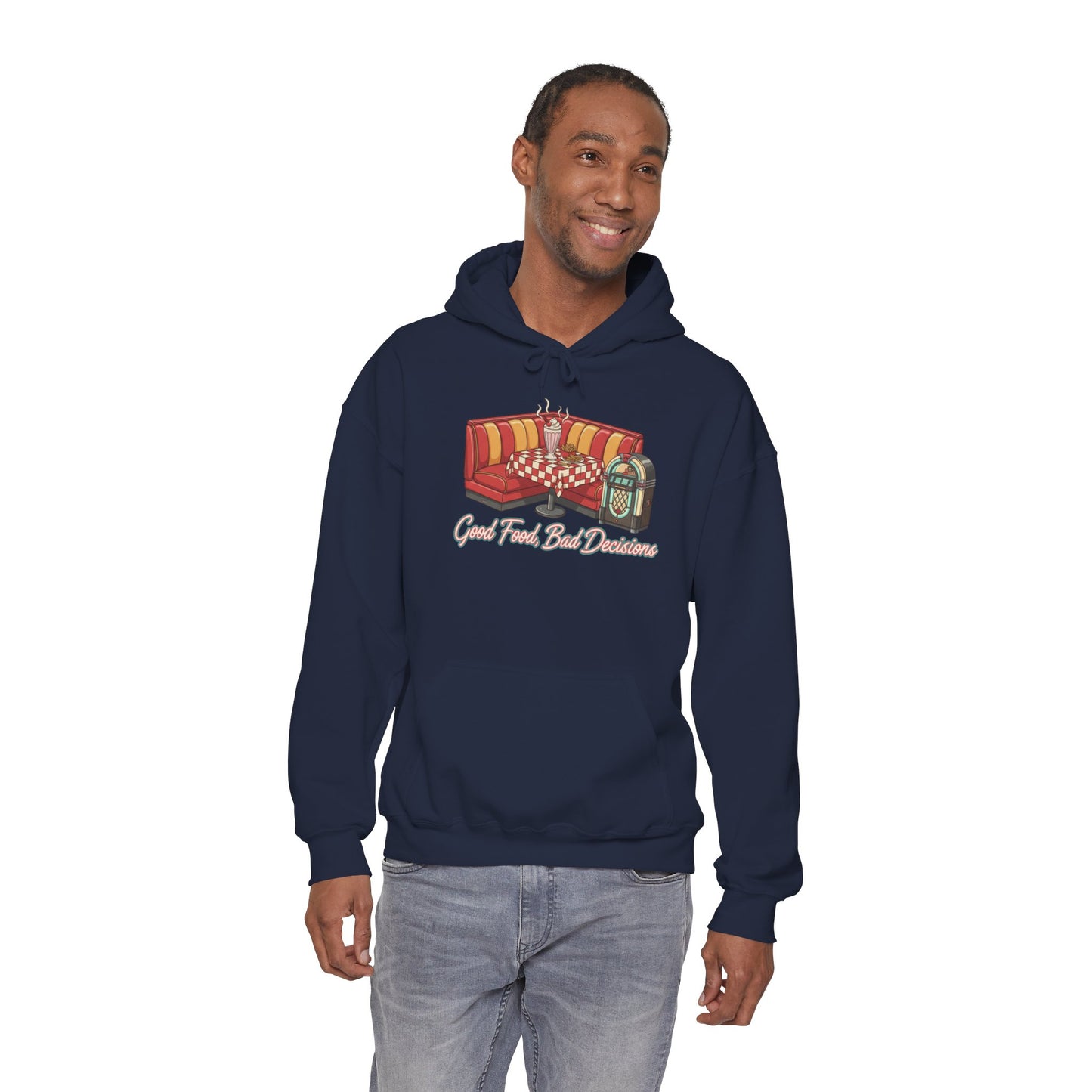 Good Food and Bad Decisions, Matchbook Diner Logo Hoodie | retro diner shirt, matchbook graphic
