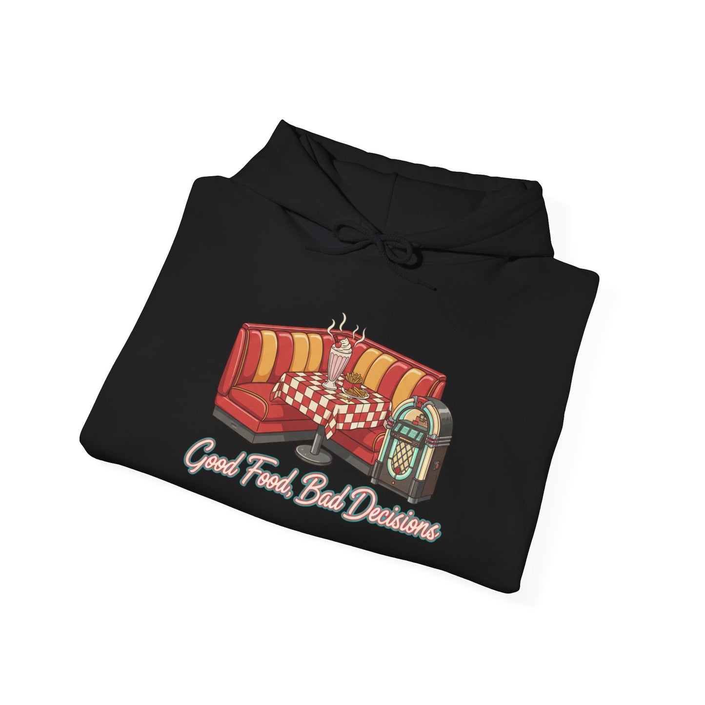 Good Food and Bad Decisions, Matchbook Diner Logo Hoodie | retro diner shirt, matchbook graphic
